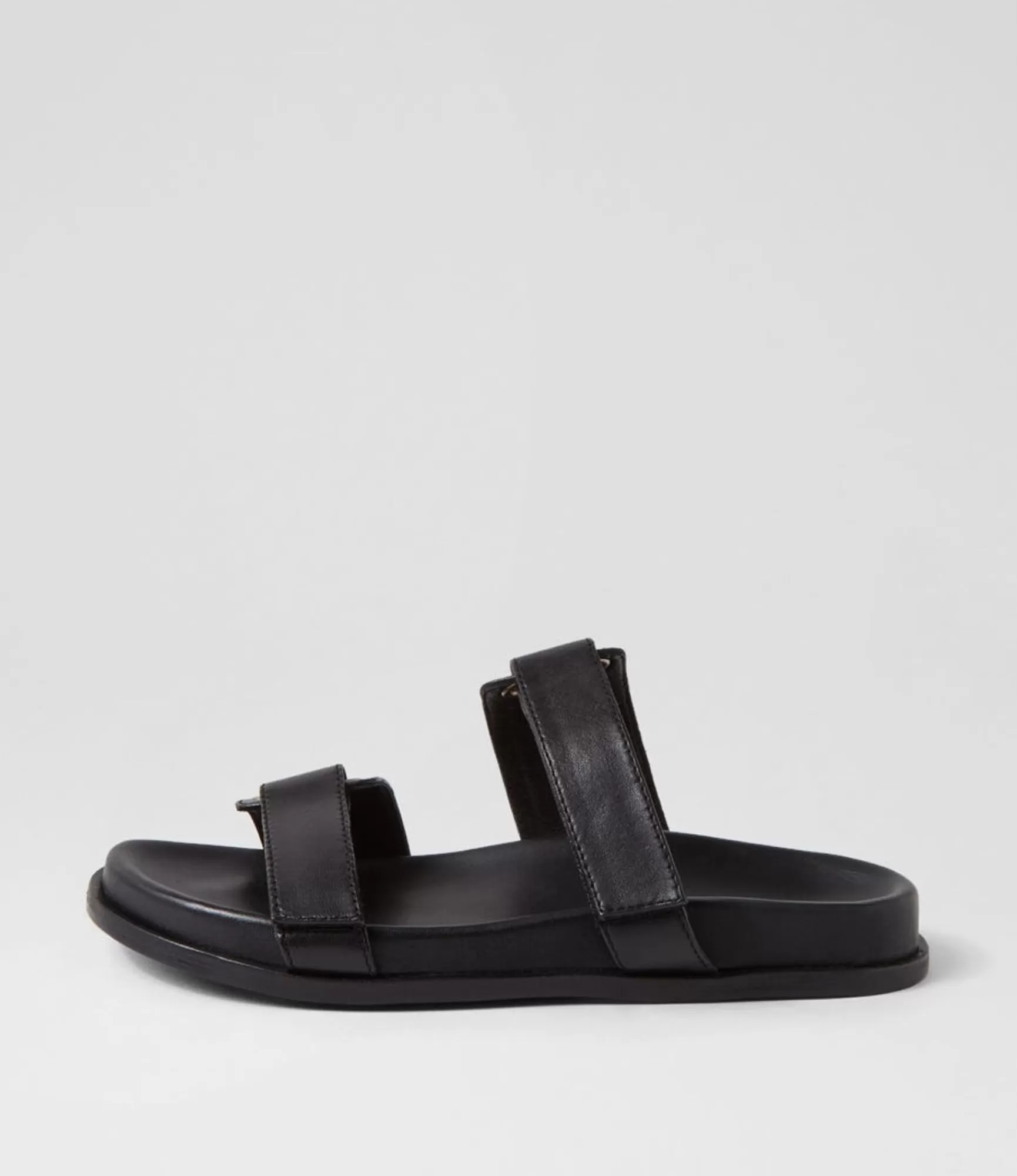 Shop Midas Shoes Domino Black Leather Slides