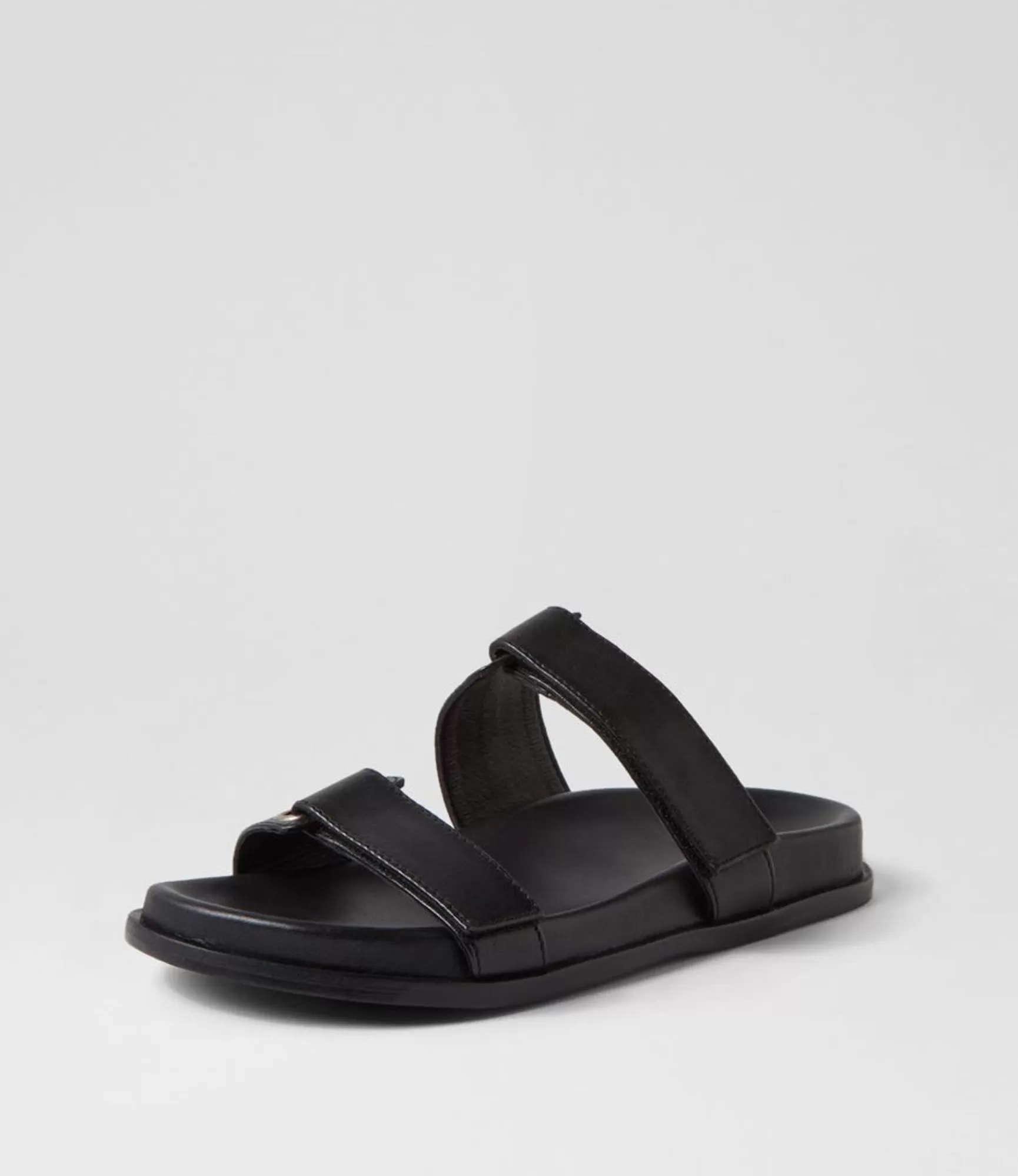 Shop Midas Shoes Domino Black Leather Slides
