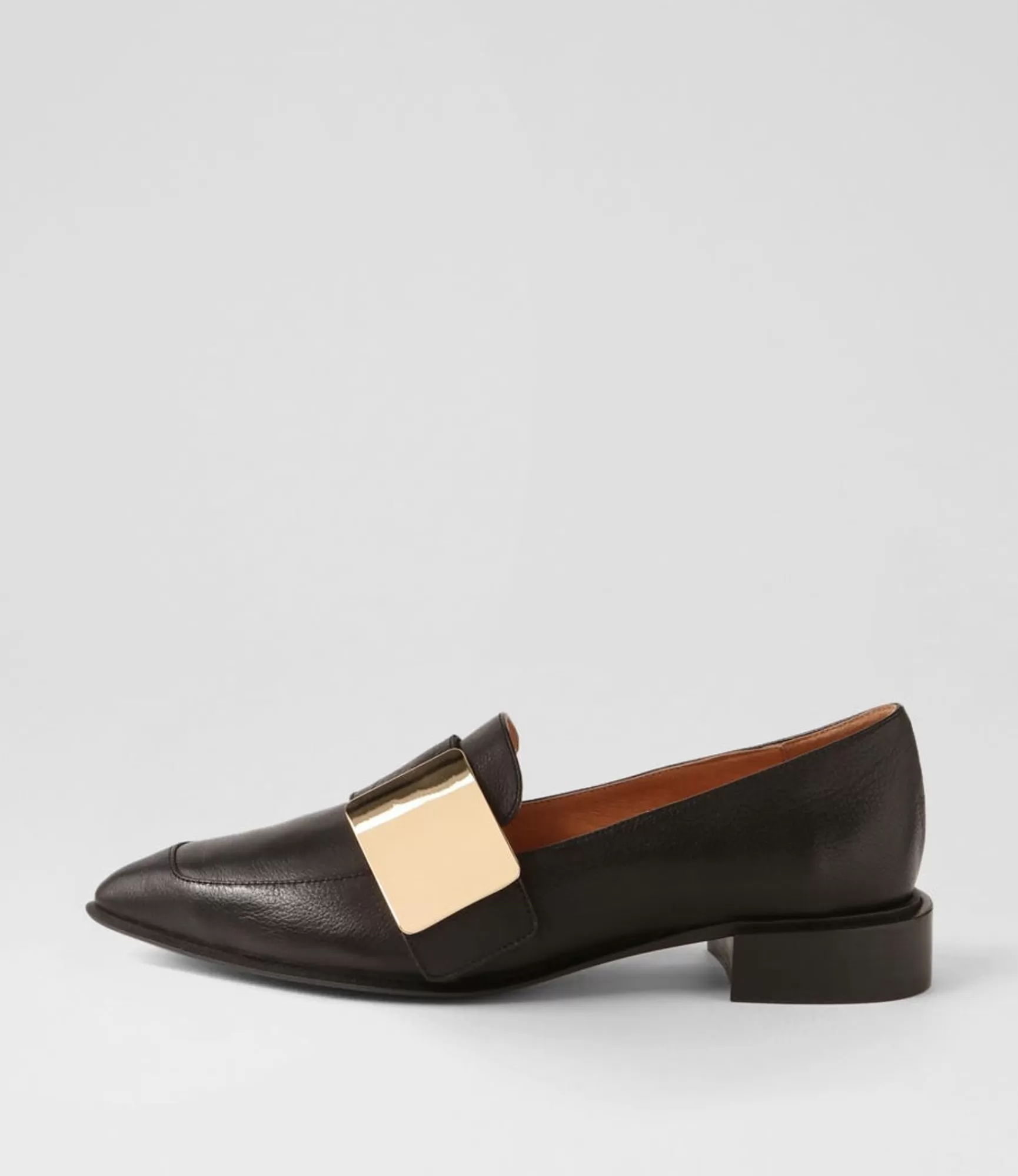 Outlet Midas Shoes Easey Black Gold Leather Loafers