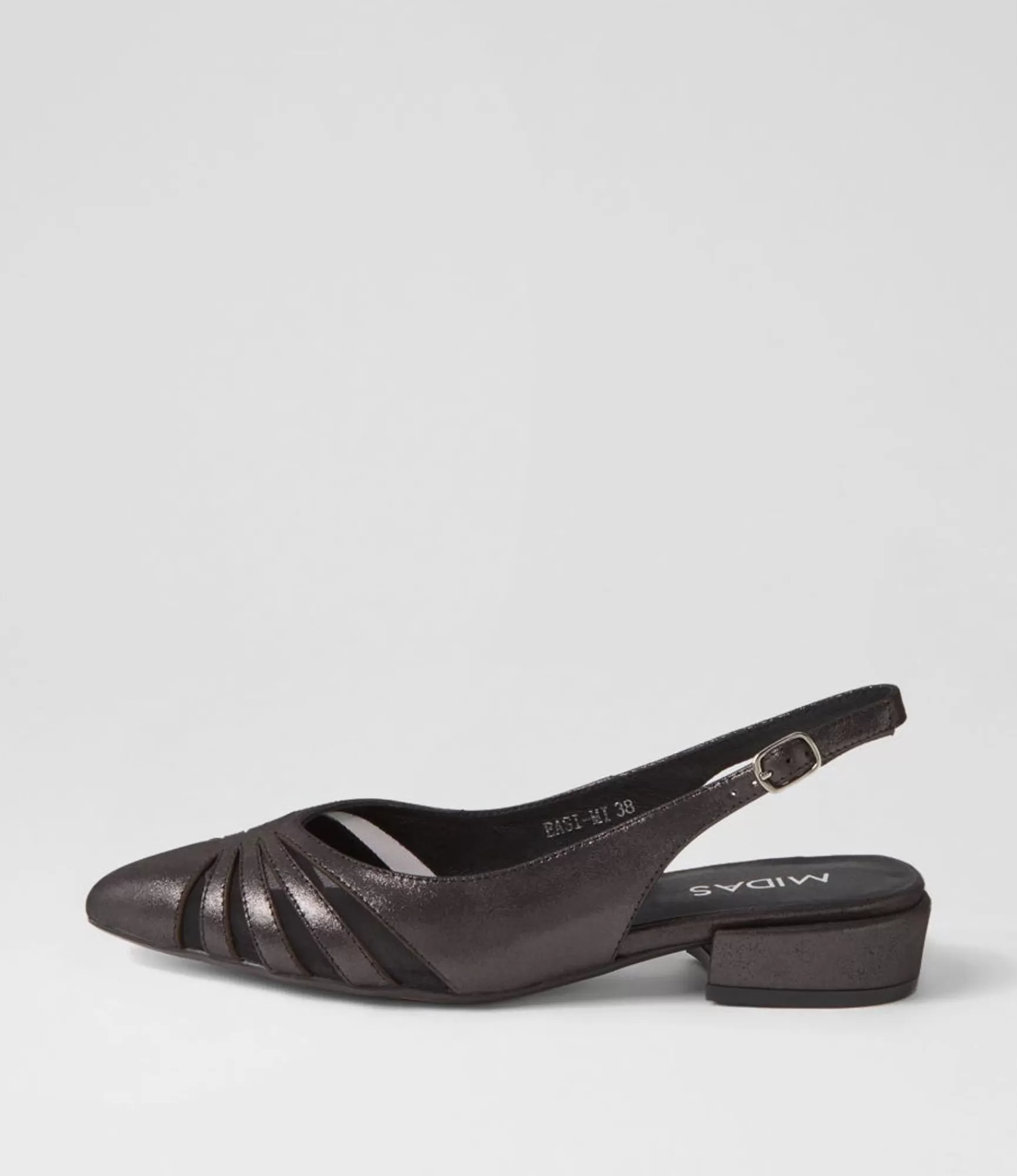 Sale Midas Shoes Easi Black Shimmer Mesh Leather Flat Shoes