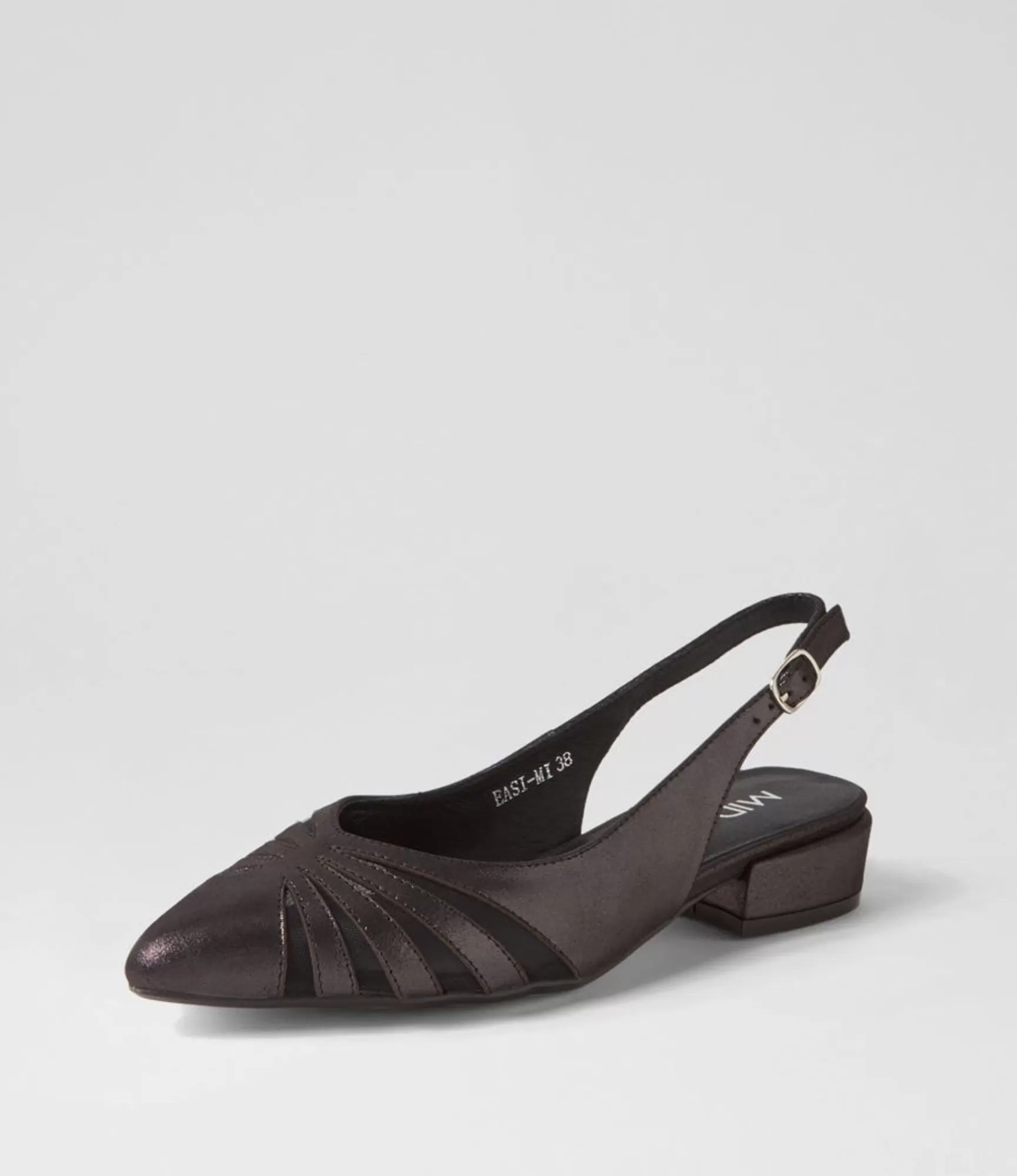 Sale Midas Shoes Easi Black Shimmer Mesh Leather Flat Shoes