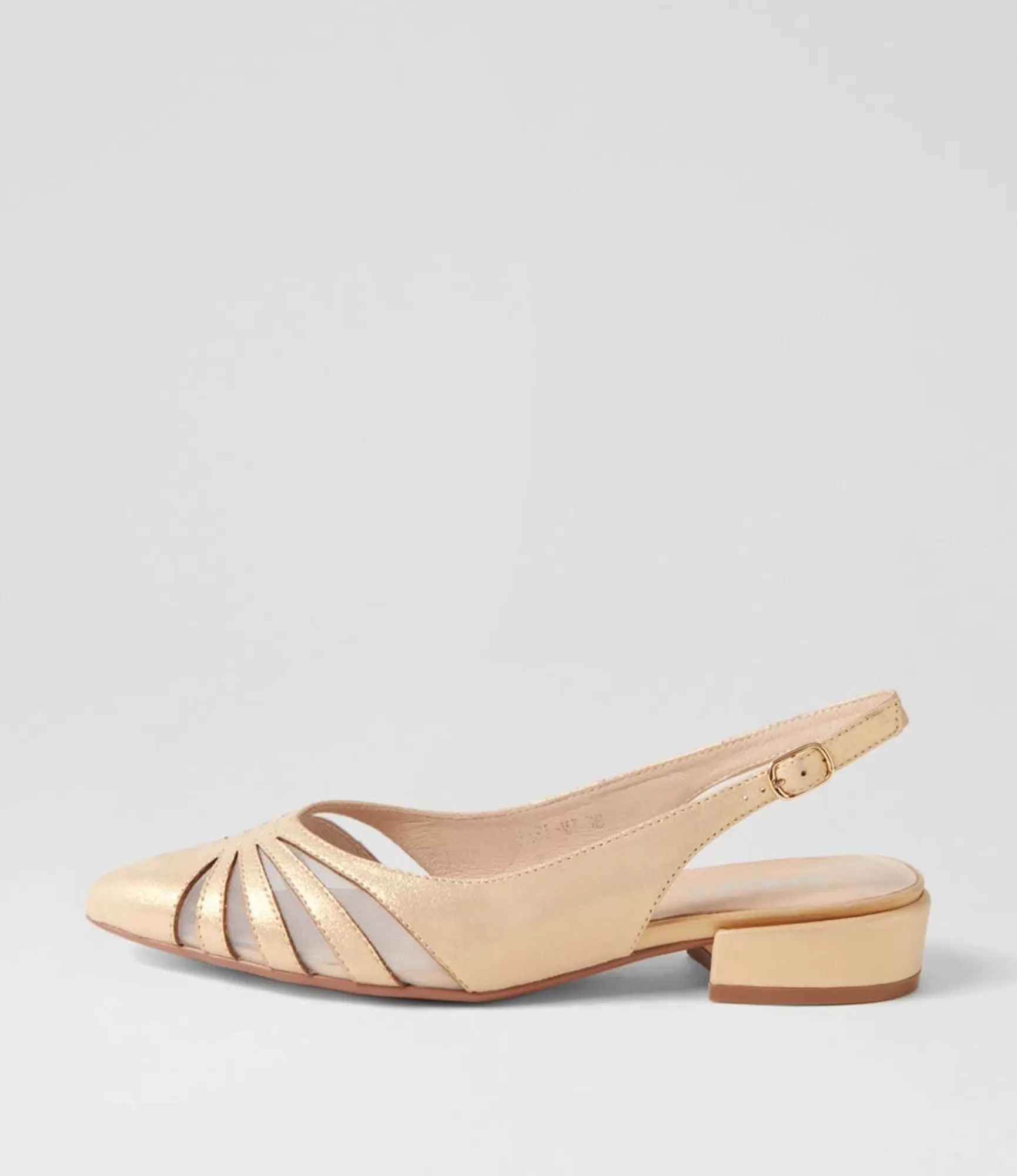 Hot Midas Shoes Easi Old Gold Shimmer Mesh Leather Flat Shoes
