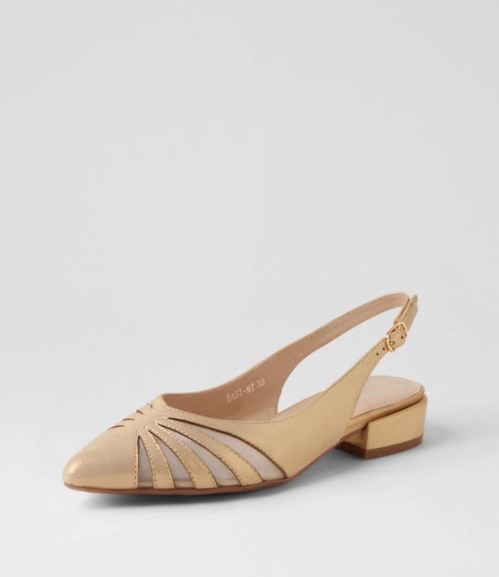 Hot Midas Shoes Easi Old Gold Shimmer Mesh Leather Flat Shoes