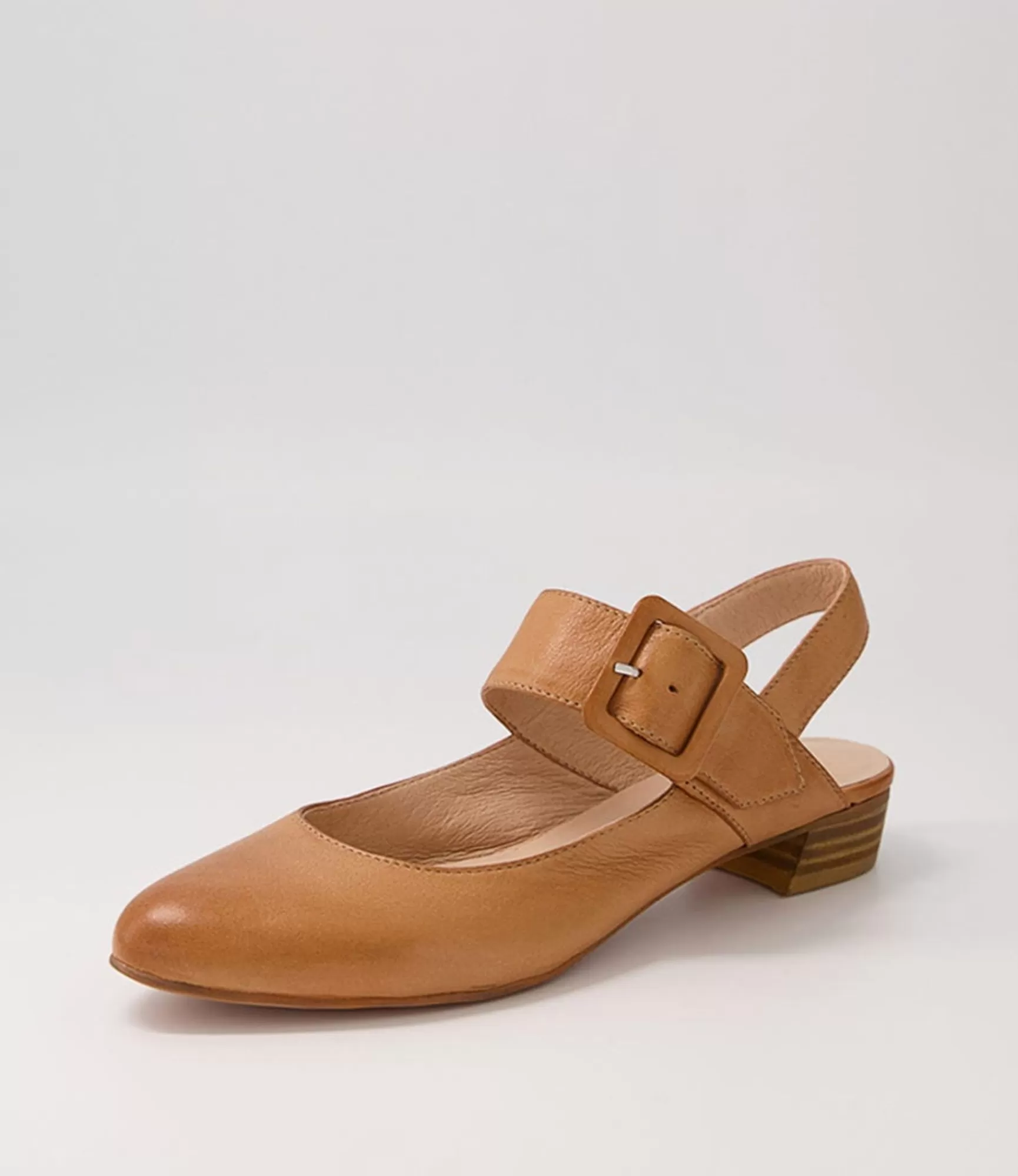 Best Midas Shoes Eleanor Dark Tan Leather Flat Shoes