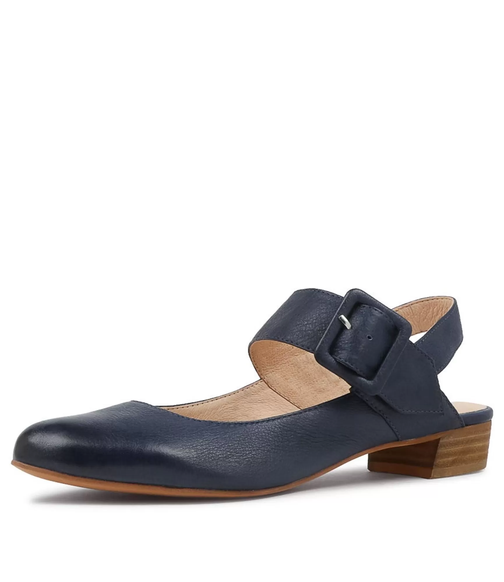 Cheap Midas Shoes Eleanor Navy Leather Flat Shoes