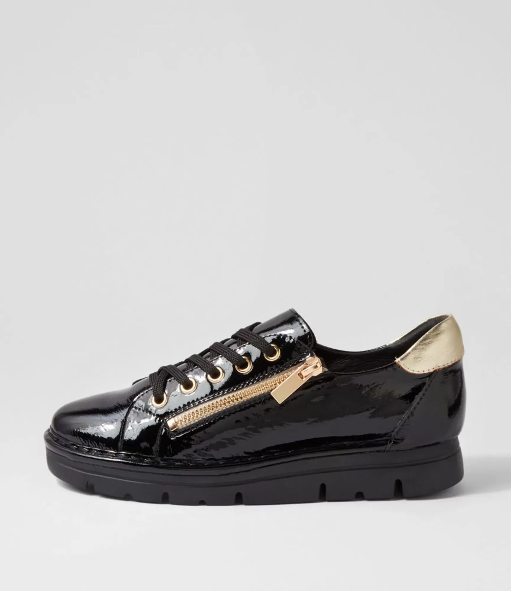 Best Sale Midas Shoes Elias Black Gold Patent Leather Sneakers