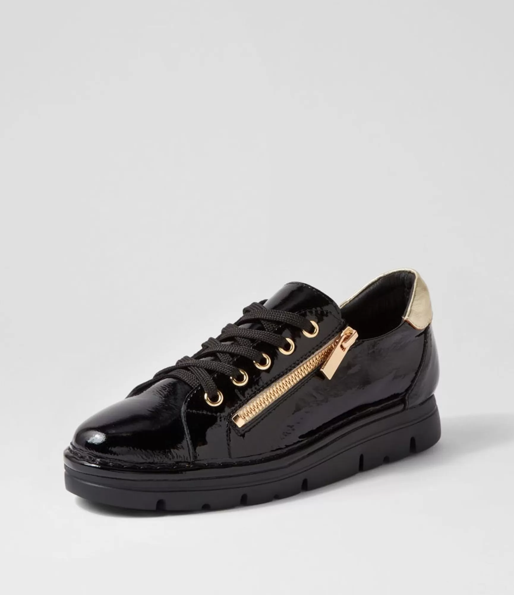 Best Sale Midas Shoes Elias Black Gold Patent Leather Sneakers