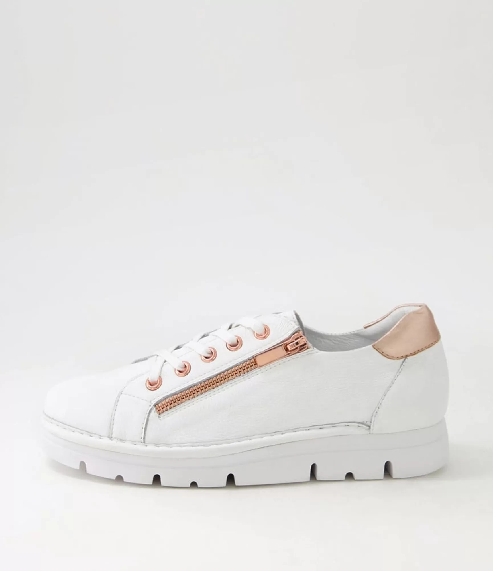 Sale Midas Shoes Elias White Pale Rose Gold Leather Sneakers