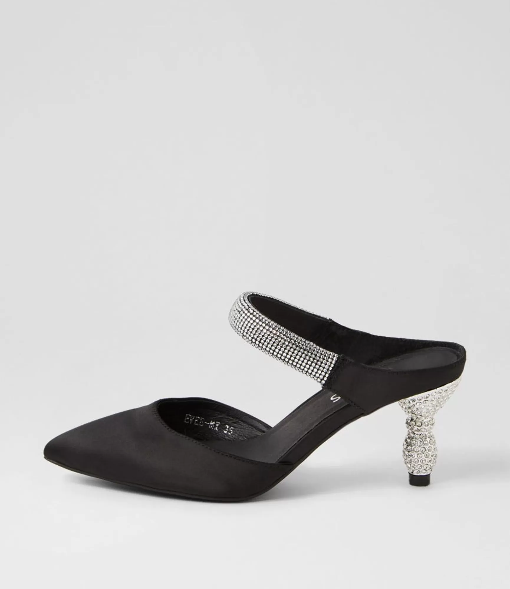 Fashion Midas Shoes Evee Black Satin Mules
