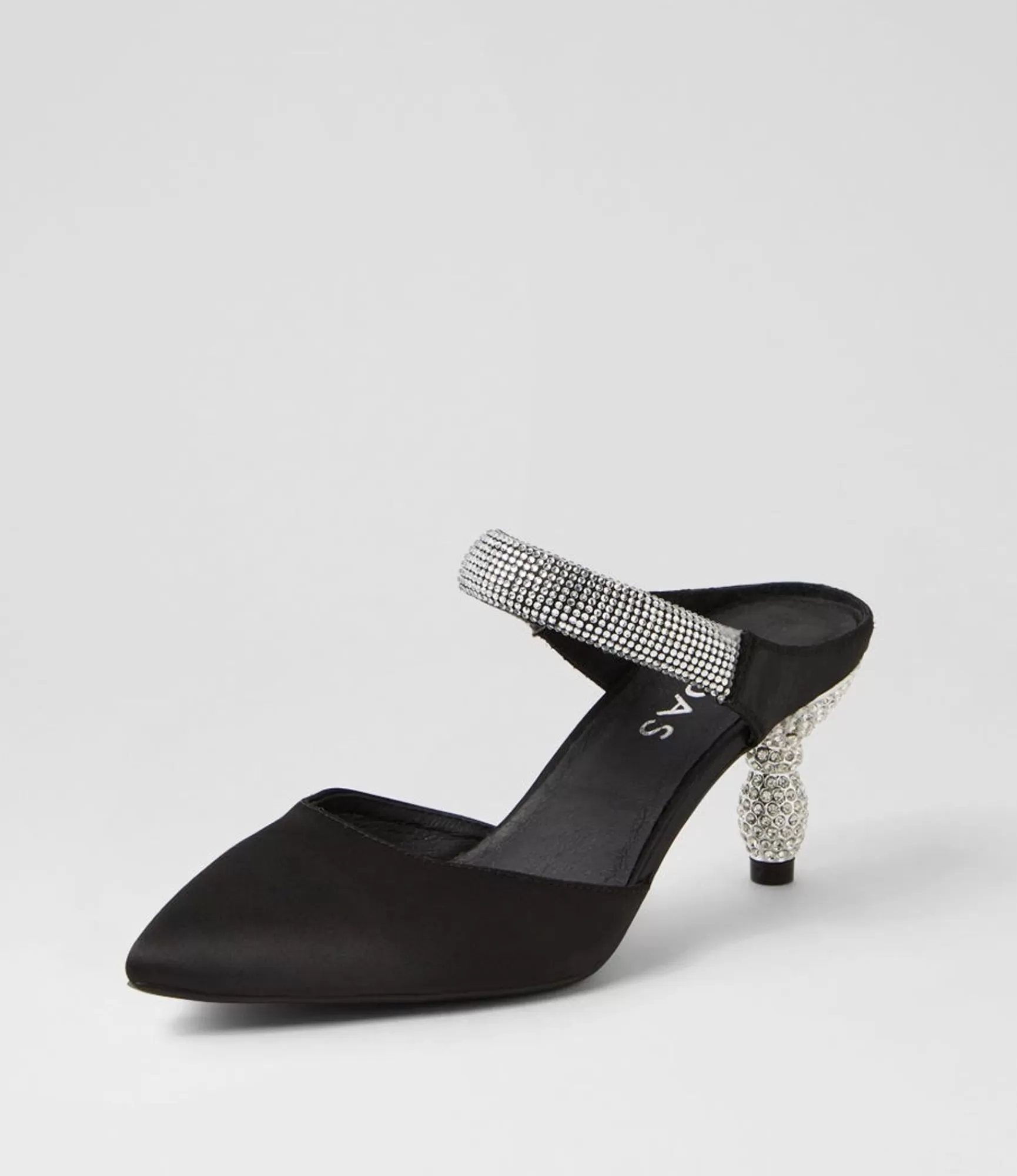 Fashion Midas Shoes Evee Black Satin Mules