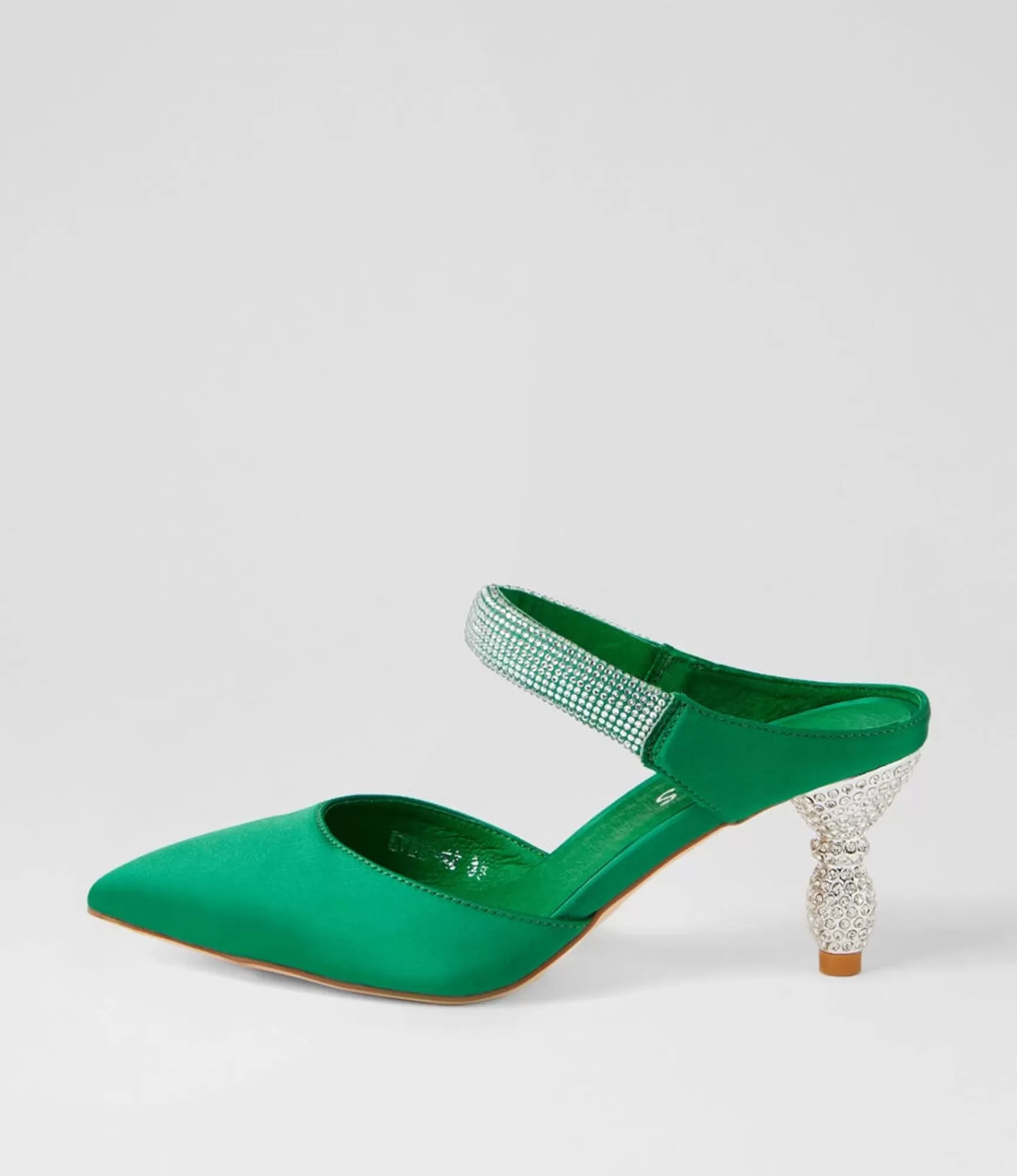 Store Midas Shoes Evee Emerald Satin Mules