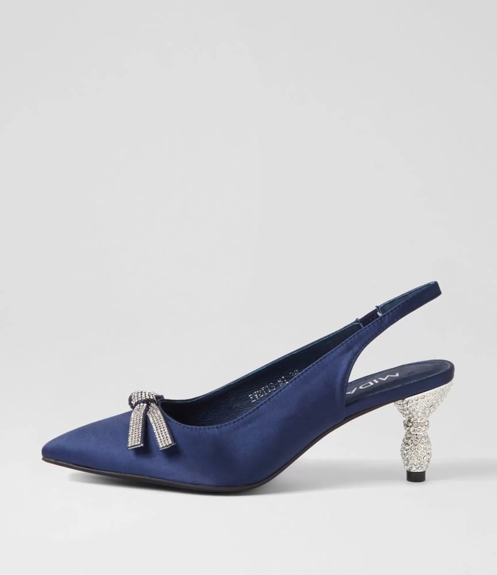 Store Midas Shoes Evetts Navy Satin Heels
