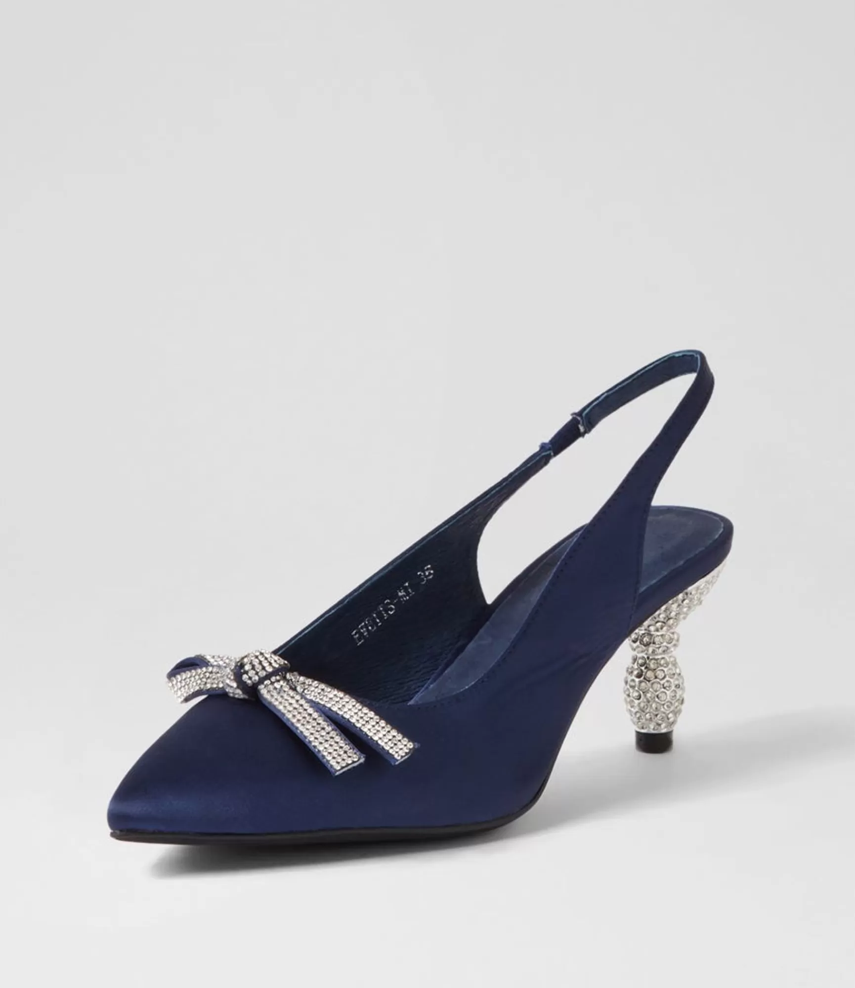 Store Midas Shoes Evetts Navy Satin Heels