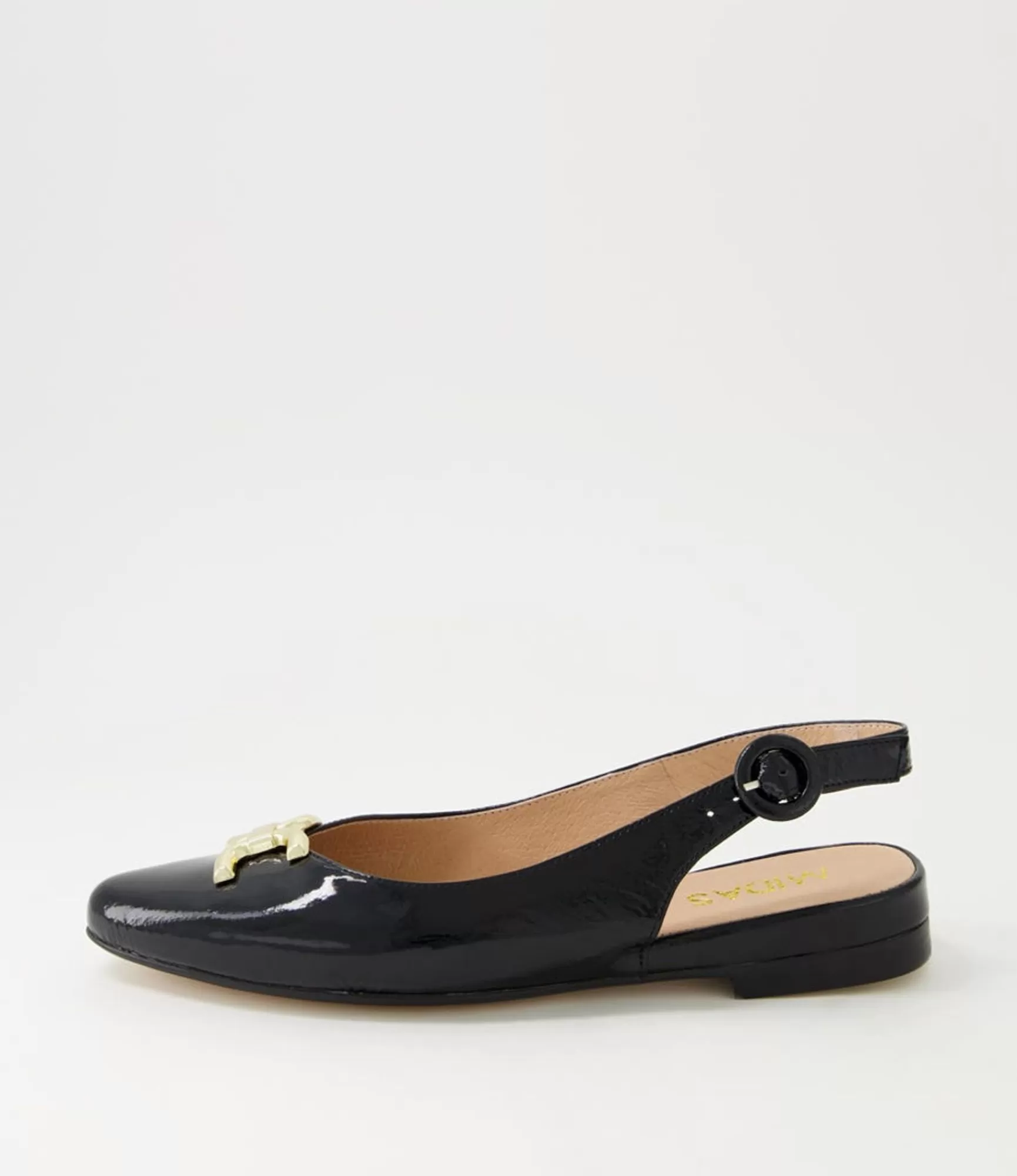 New Midas Shoes Fallone Black Patent Leather Flat Shoes