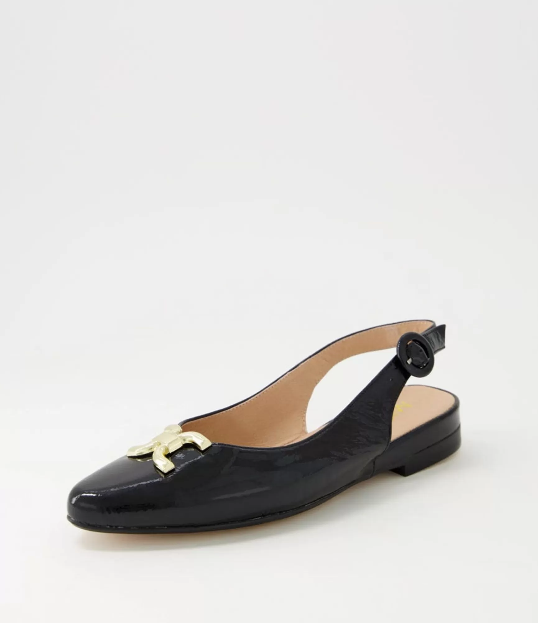 New Midas Shoes Fallone Black Patent Leather Flat Shoes