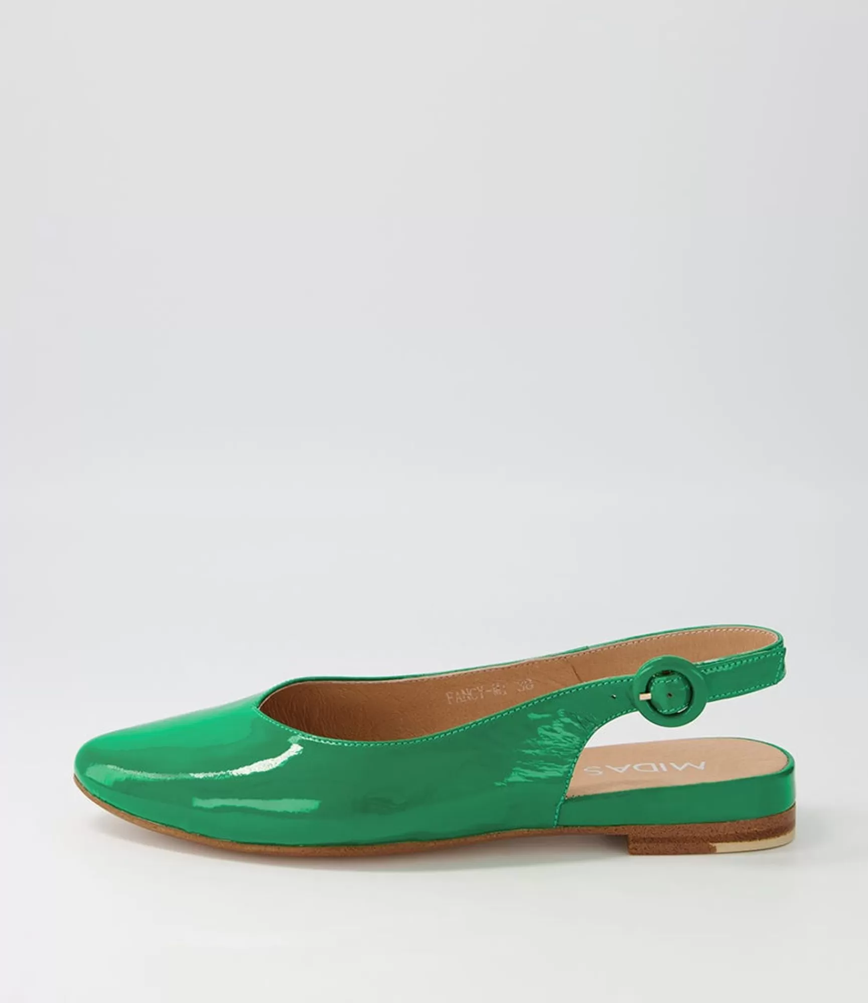 New Midas Shoes Fancy Emerald Patent Leather Flat Shoes