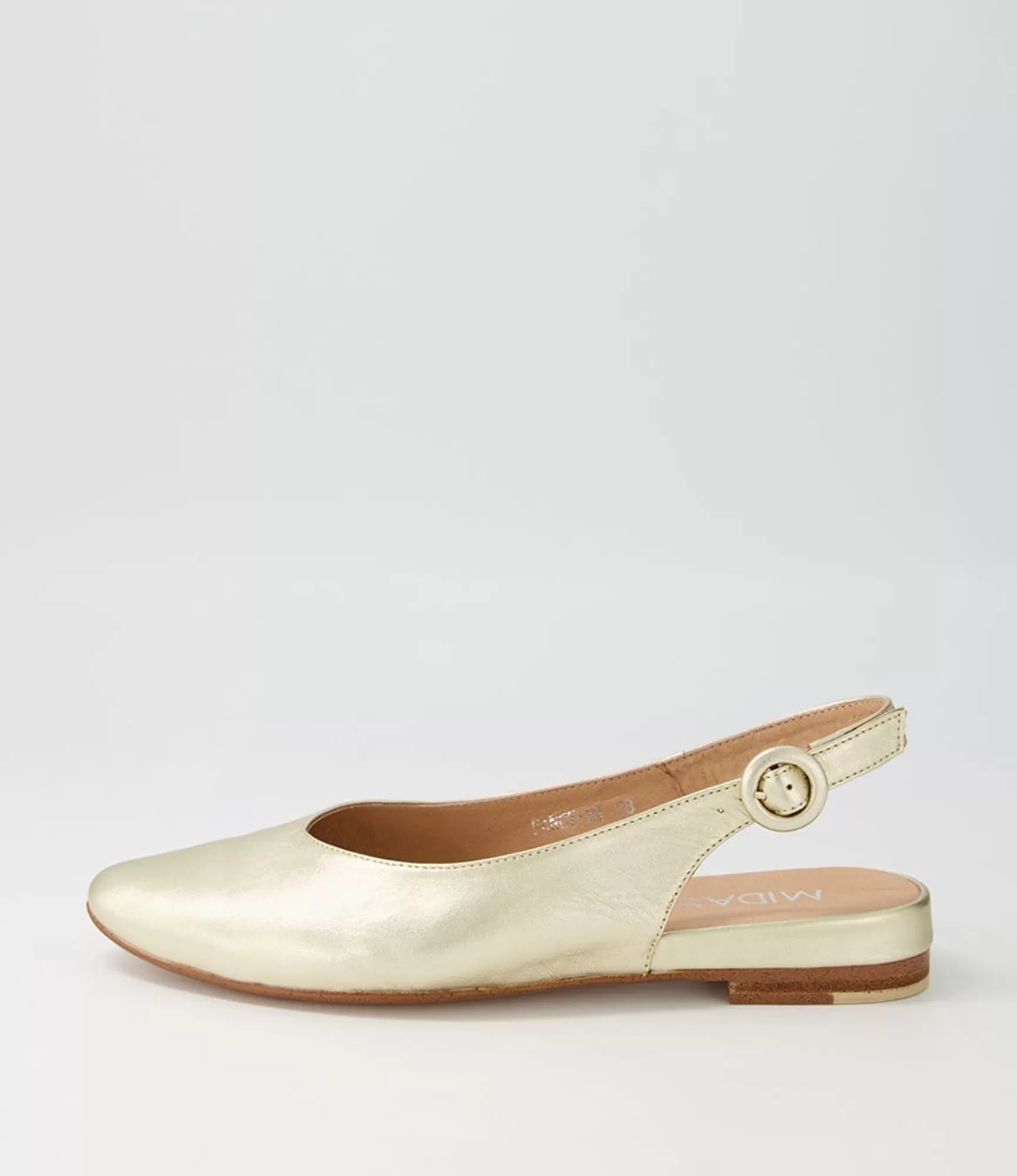 Best Sale Midas Shoes Fancy Pale Gold Leather Flat Shoes