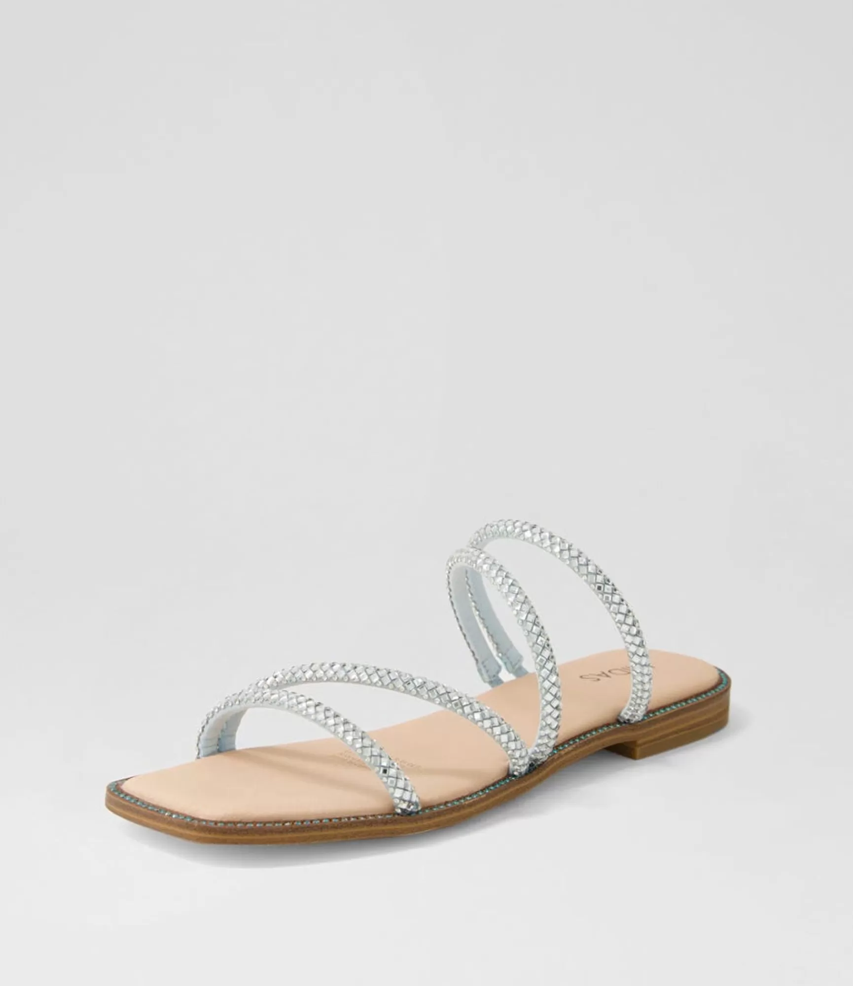 Fashion Midas Shoes Fanto Pale Blue Nude Jewels Leather Slides