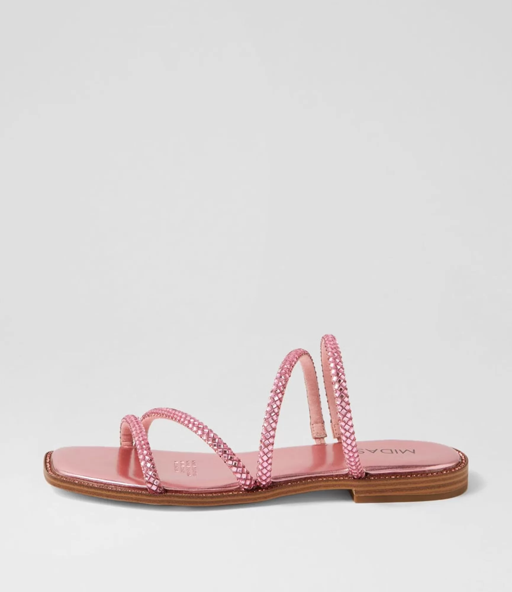Hot Midas Shoes Fanto Pale Pink Jewels Leather Slides