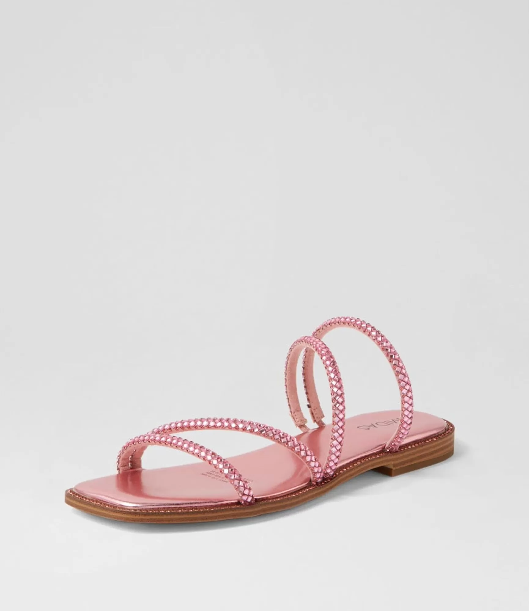 Hot Midas Shoes Fanto Pale Pink Jewels Leather Slides