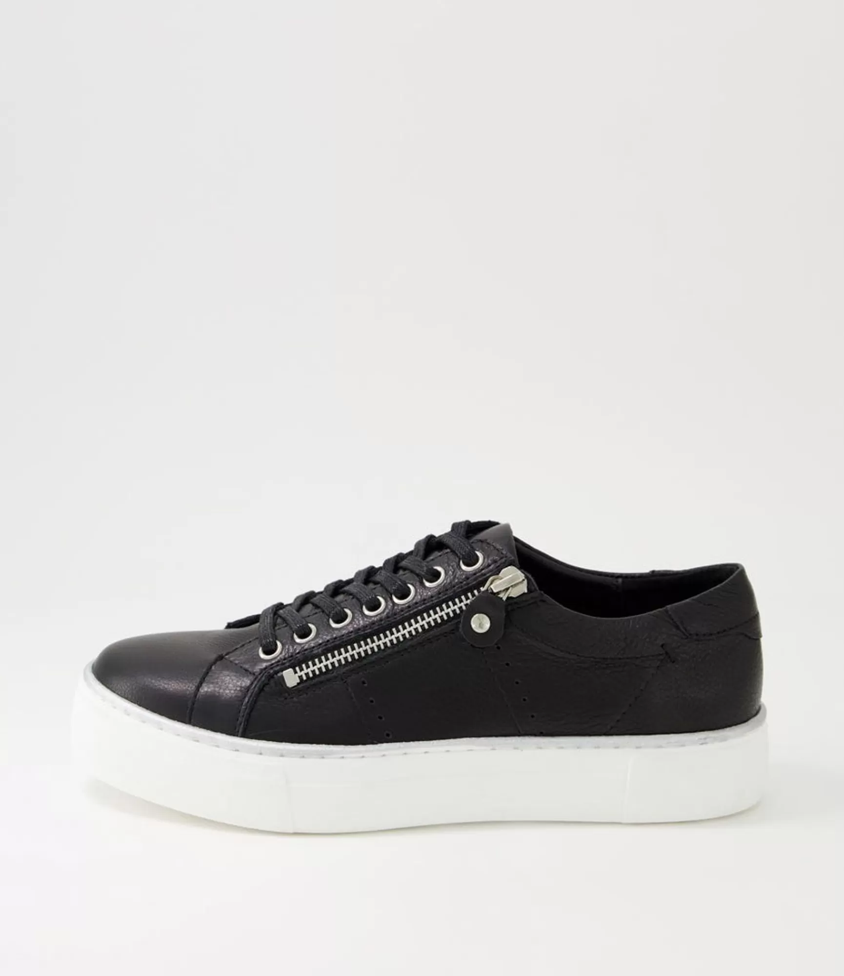 Hot Midas Shoes Feema Black White Leather Sneakers
