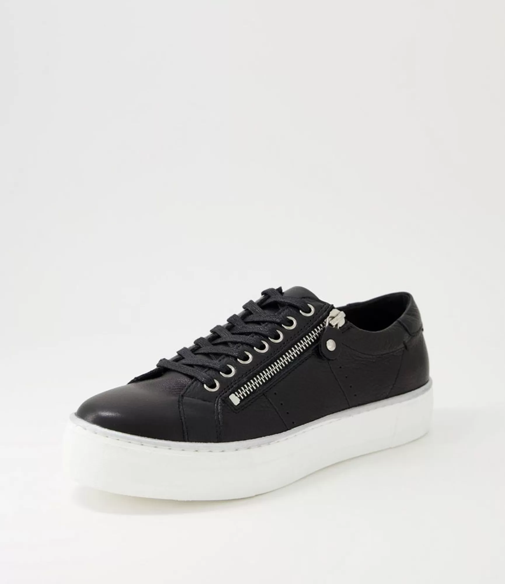 Hot Midas Shoes Feema Black White Leather Sneakers