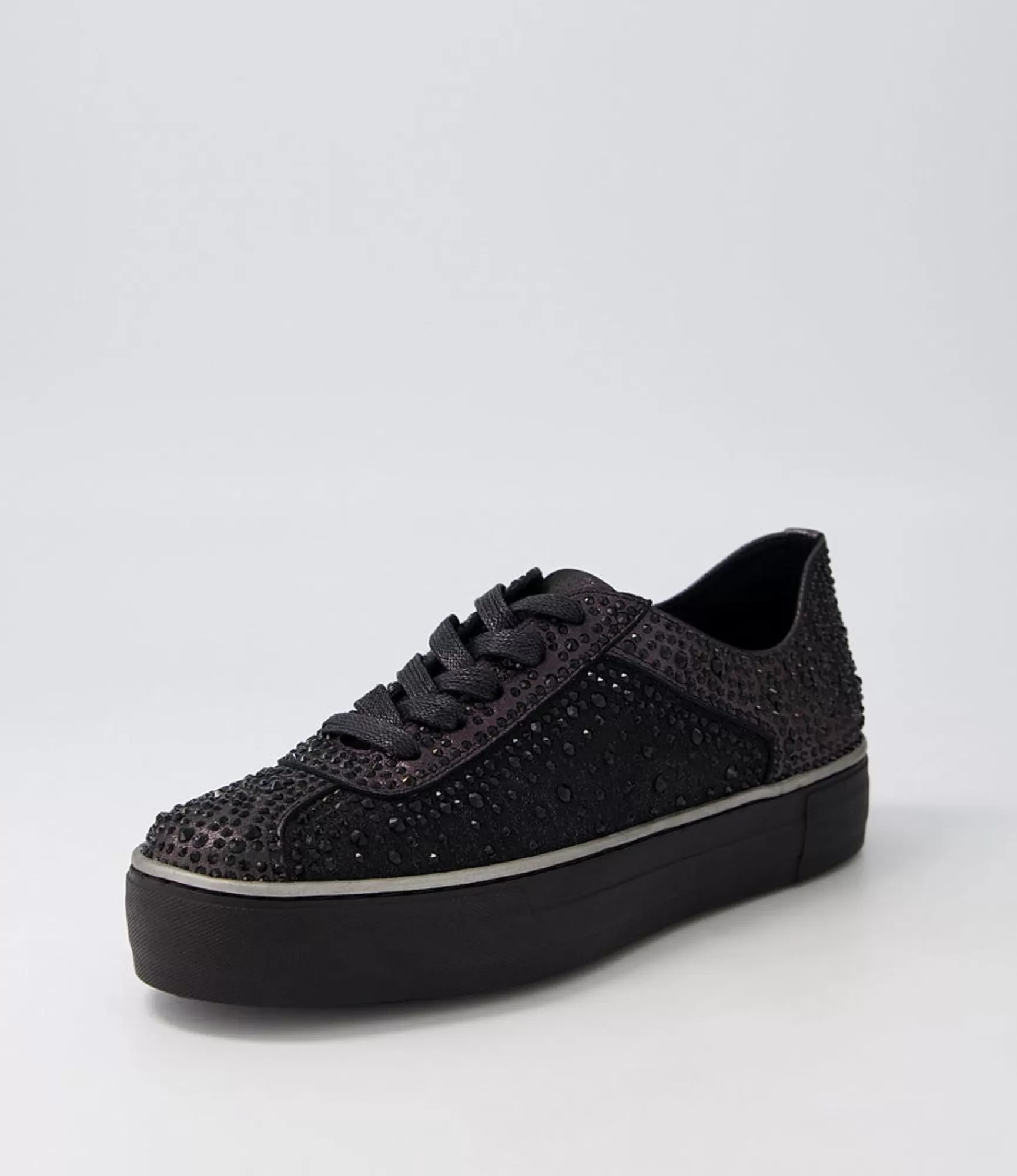 Cheap Midas Shoes Fillip Black Shimmer Leather Mesh Sneakers