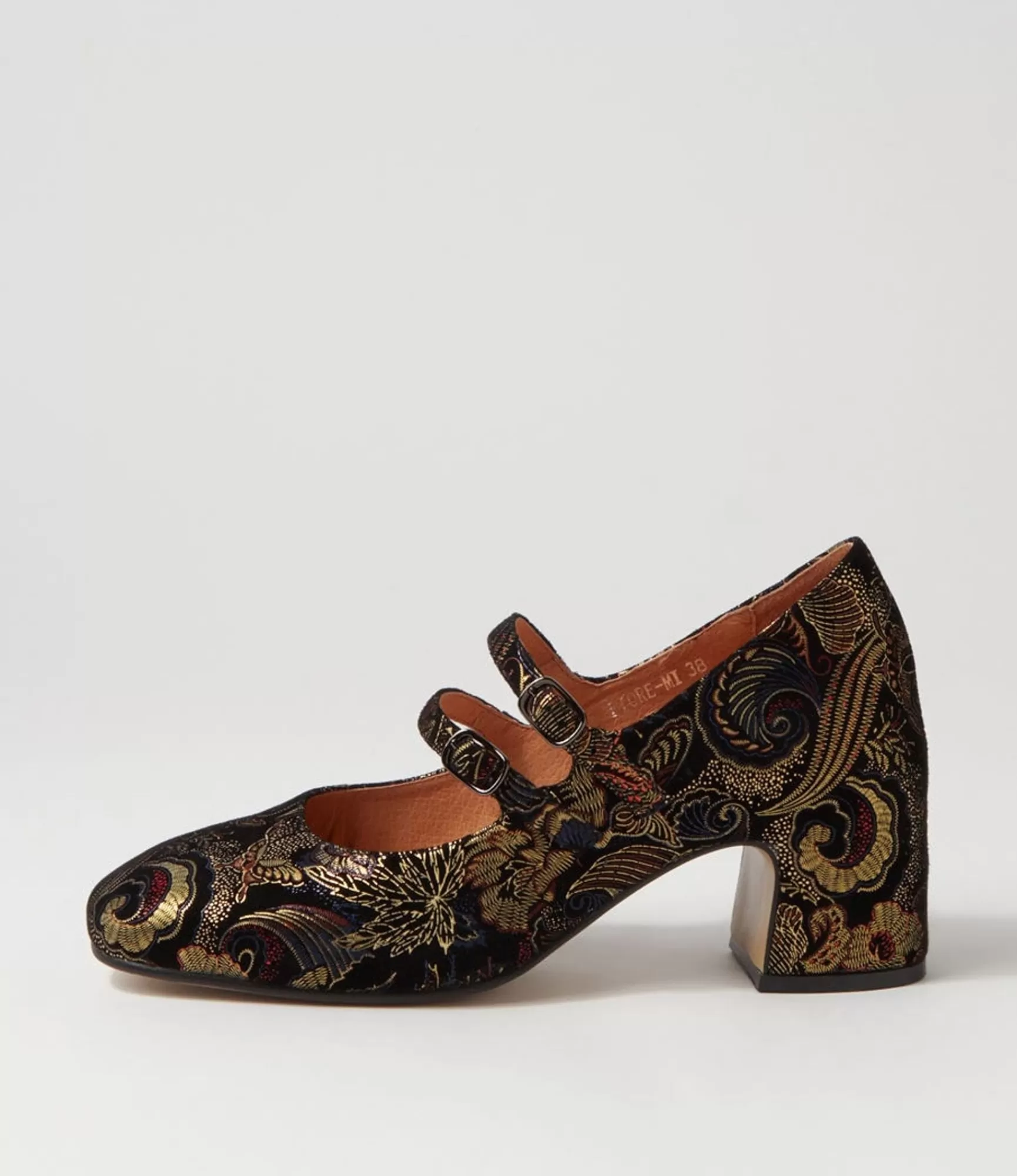Flash Sale Midas Shoes Fiore Black Metallic Print Suede Mary Janes