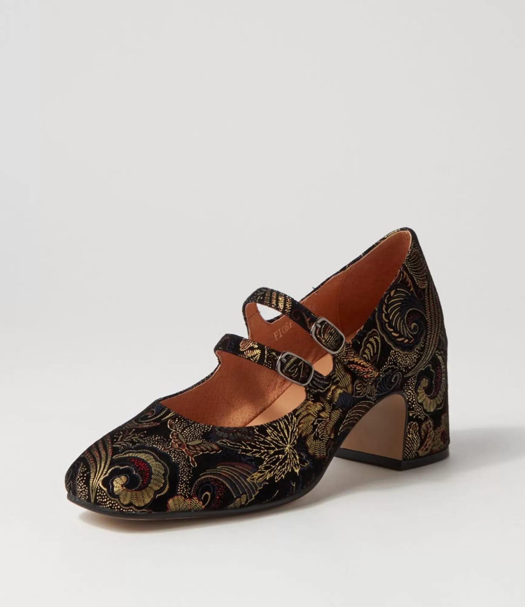Flash Sale Midas Shoes Fiore Black Metallic Print Suede Mary Janes