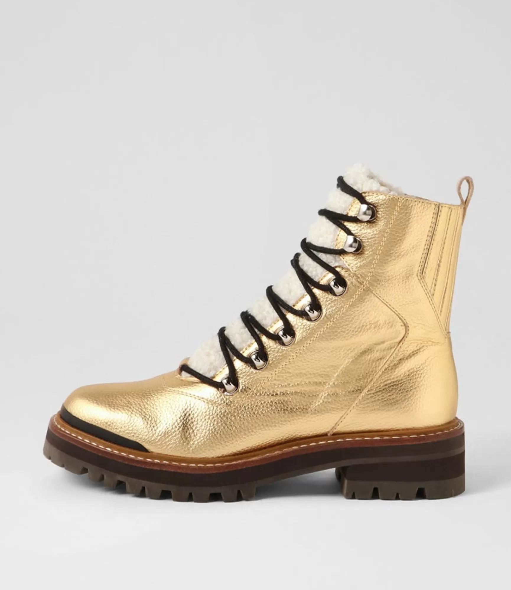 Flash Sale Midas Shoes Fischer Gold Black Tumble Leather Lace Up Boots