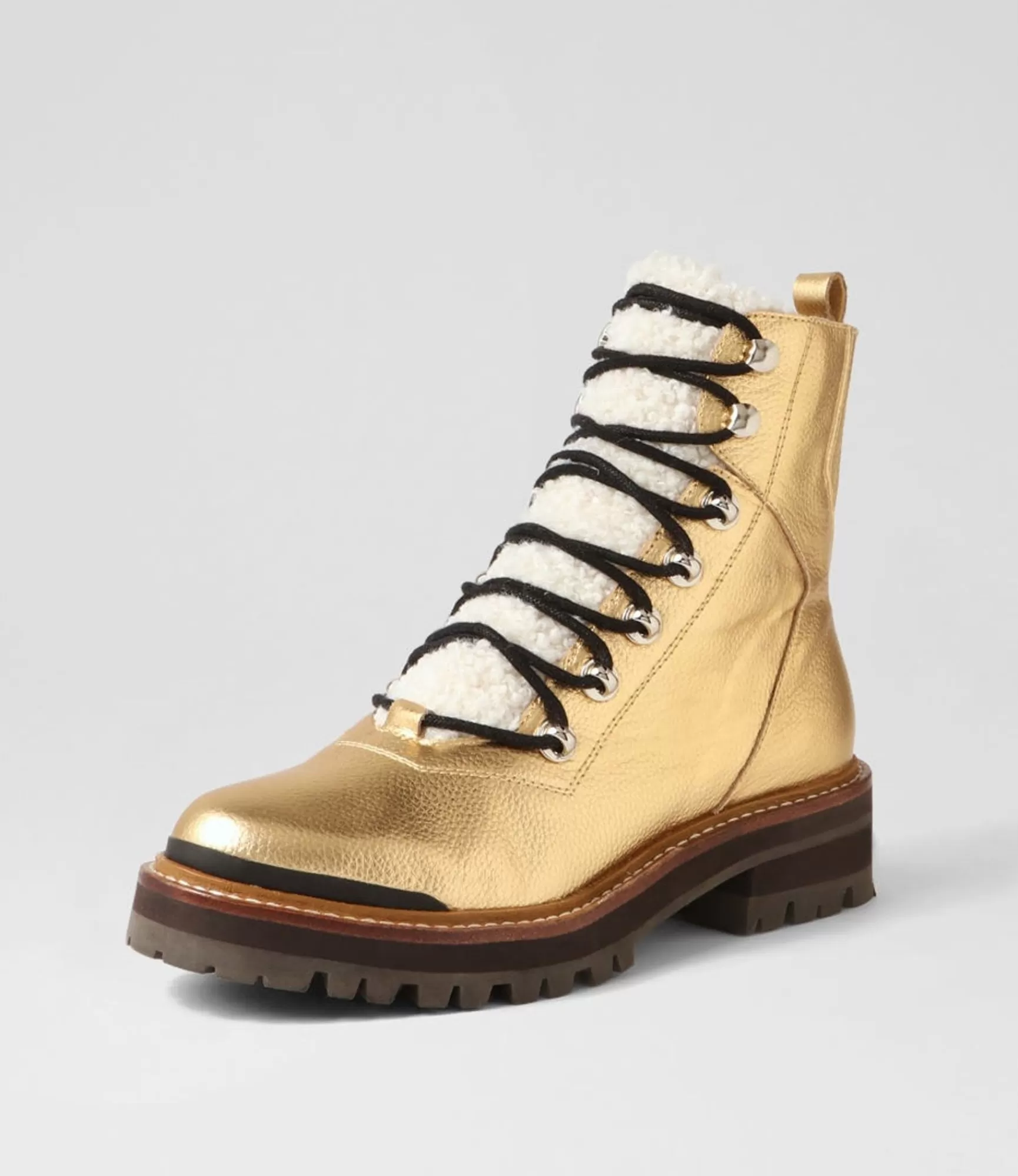 Flash Sale Midas Shoes Fischer Gold Black Tumble Leather Lace Up Boots