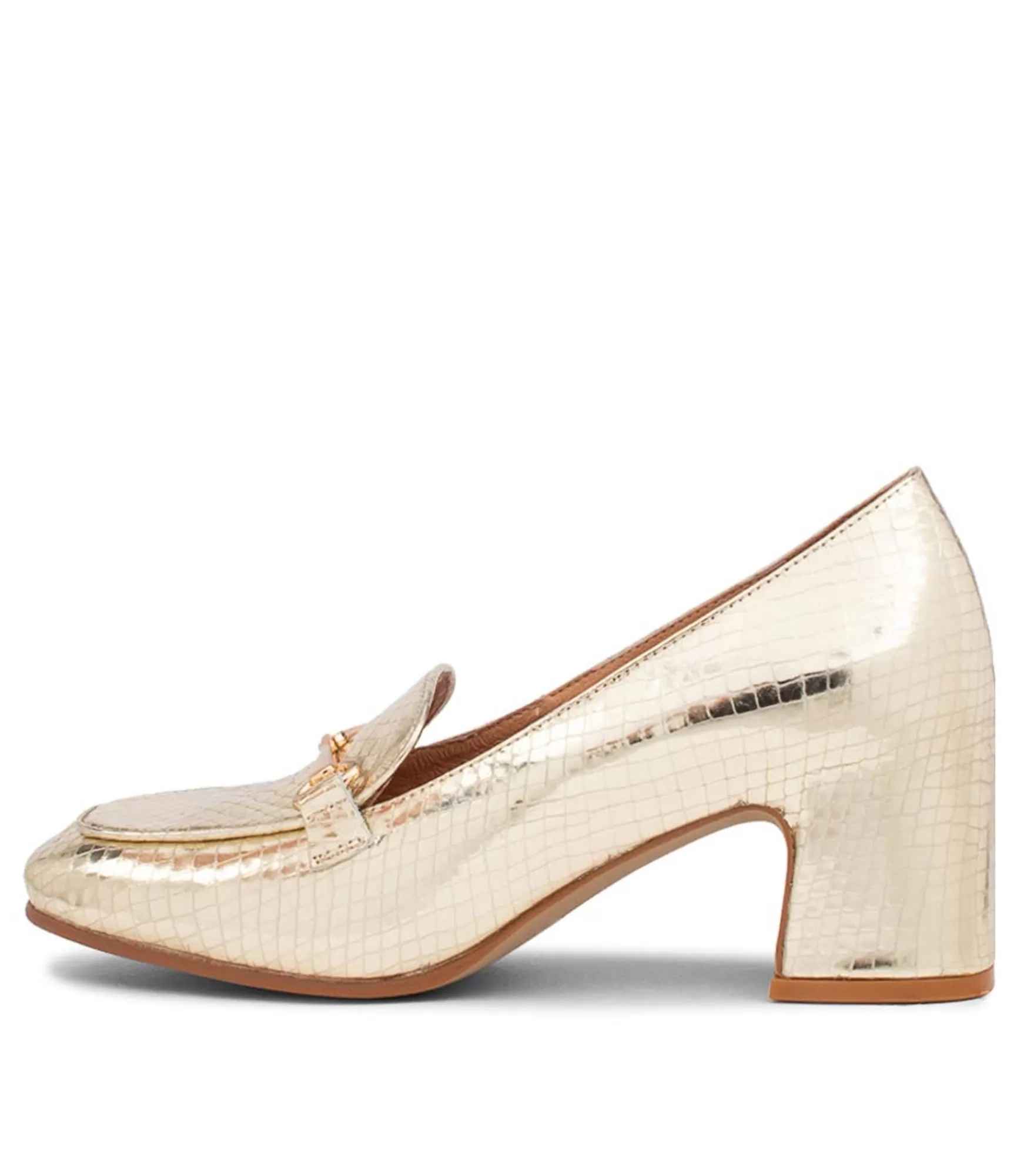 Clearance Midas Shoes Flaw Pale Gold Mirror Leather Heels