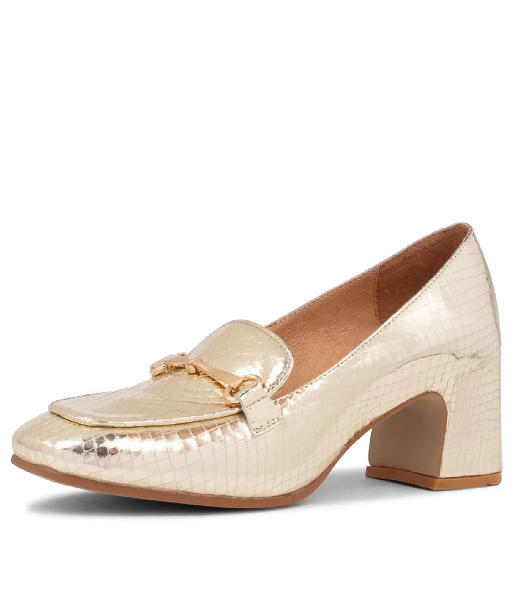 Clearance Midas Shoes Flaw Pale Gold Mirror Leather Heels