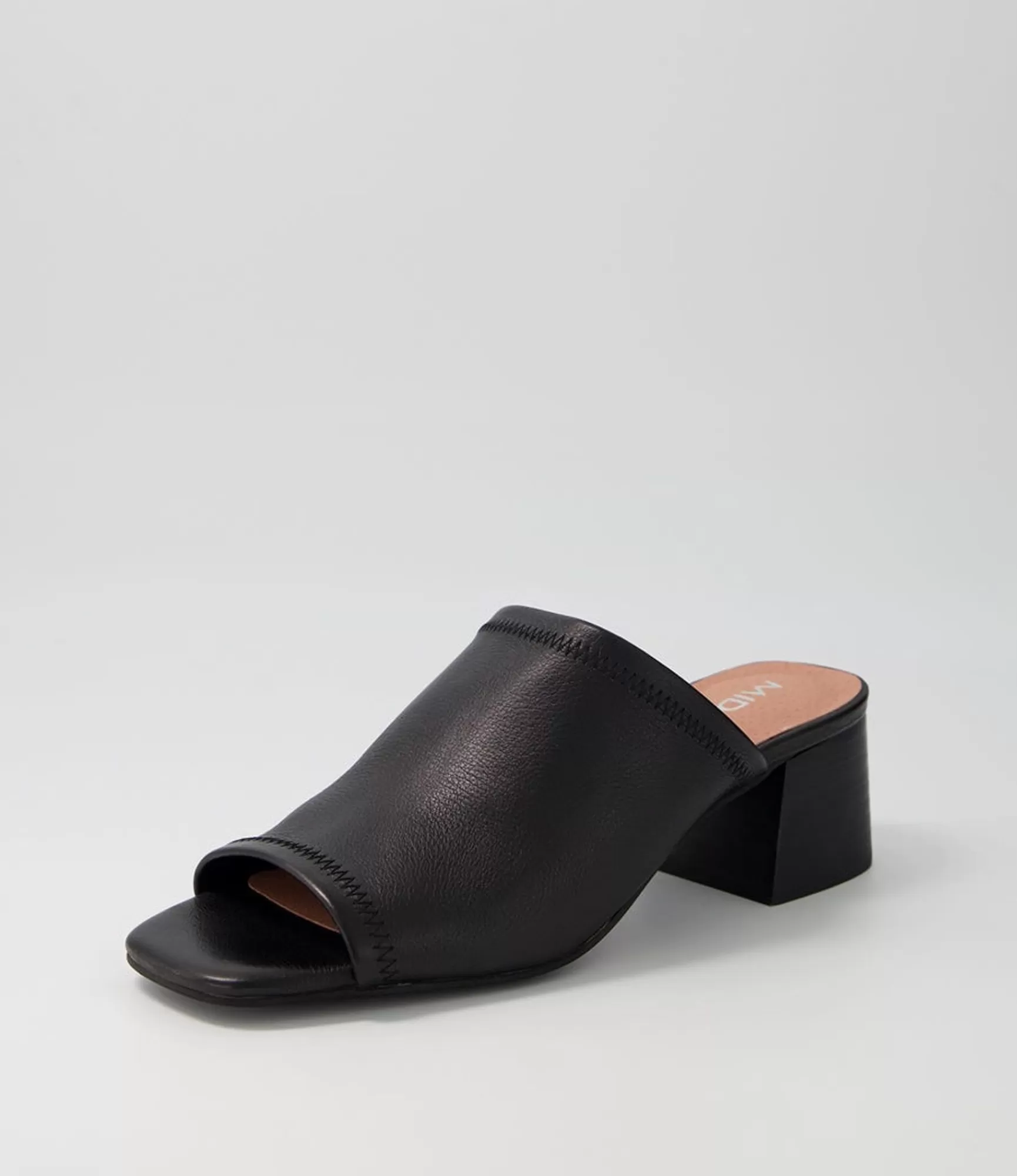 New Midas Shoes Florene Black Leather Slides