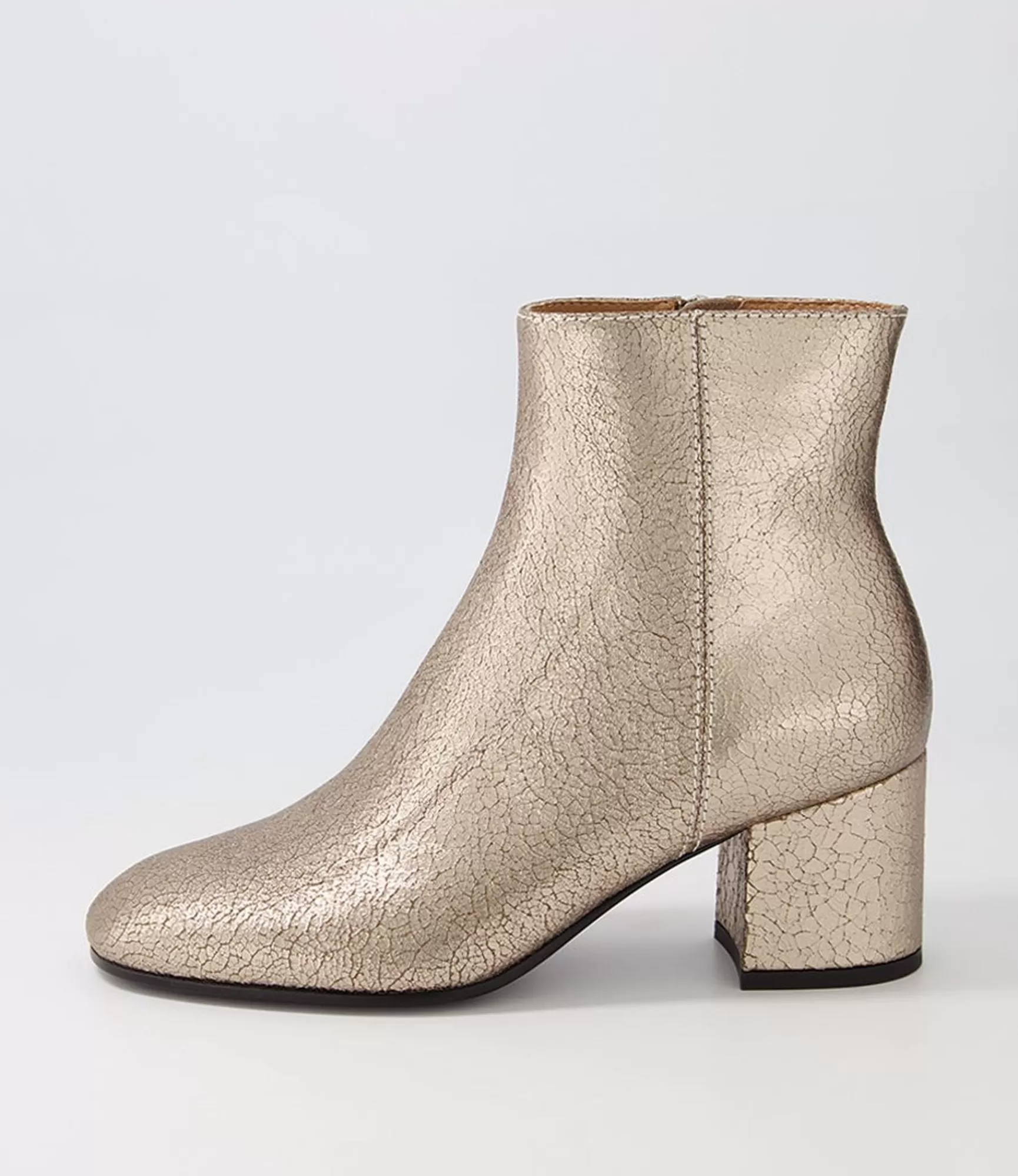 Store Midas Shoes Flossi Champagne Crackle Leather Ankle Boots
