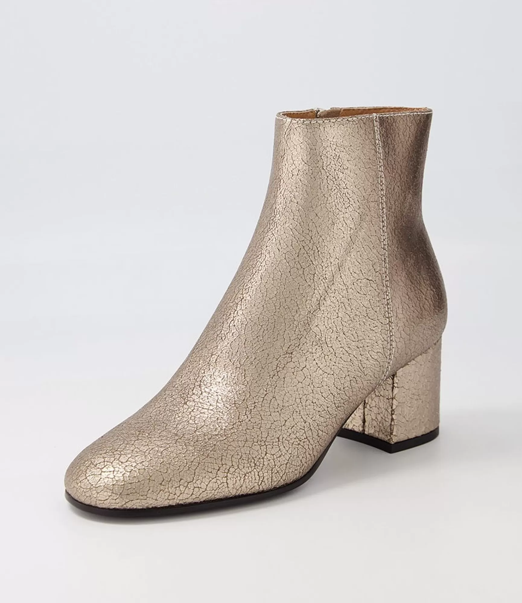 Store Midas Shoes Flossi Champagne Crackle Leather Ankle Boots