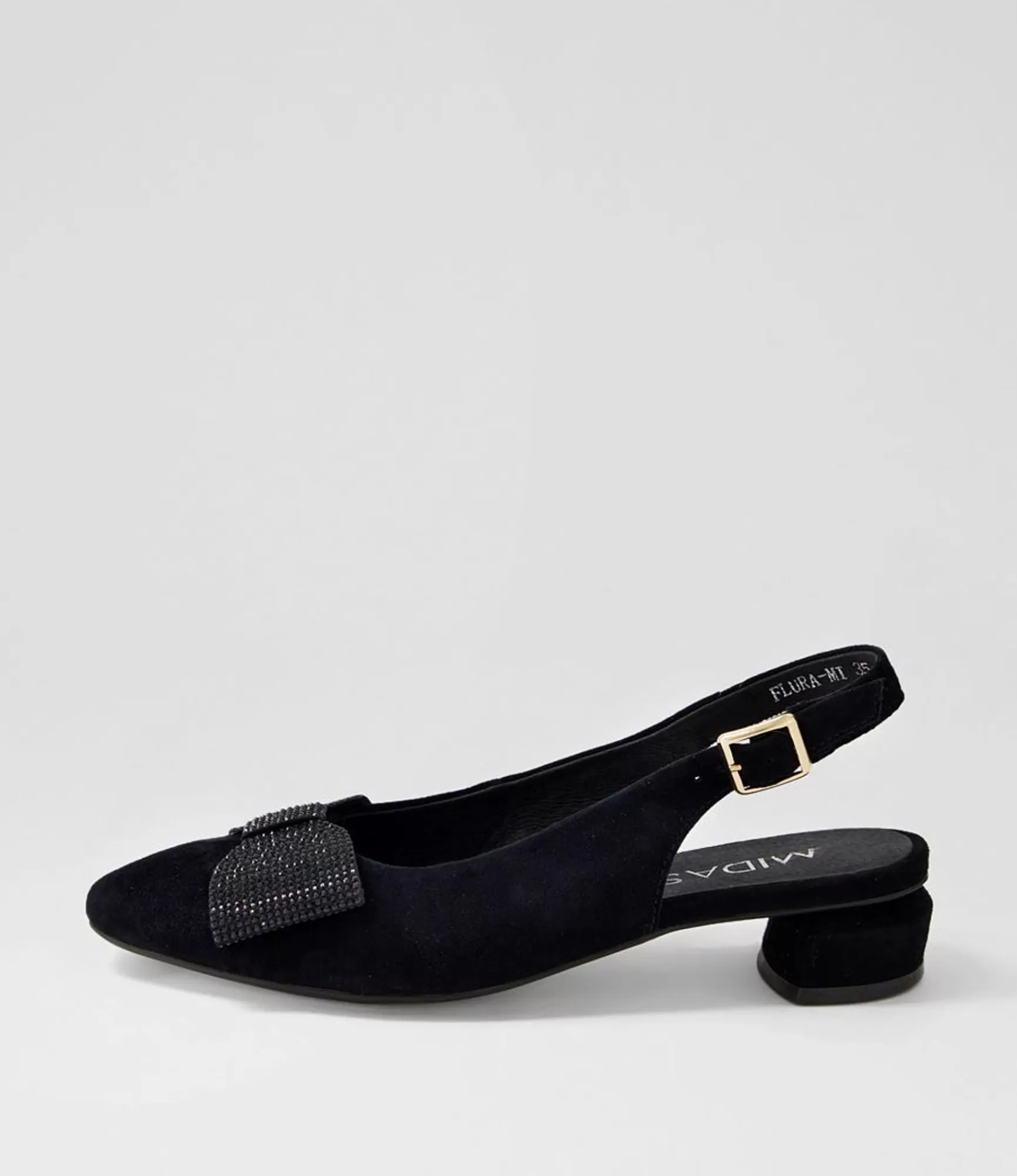 Discount Midas Shoes Flura Black Suede Flat Shoes