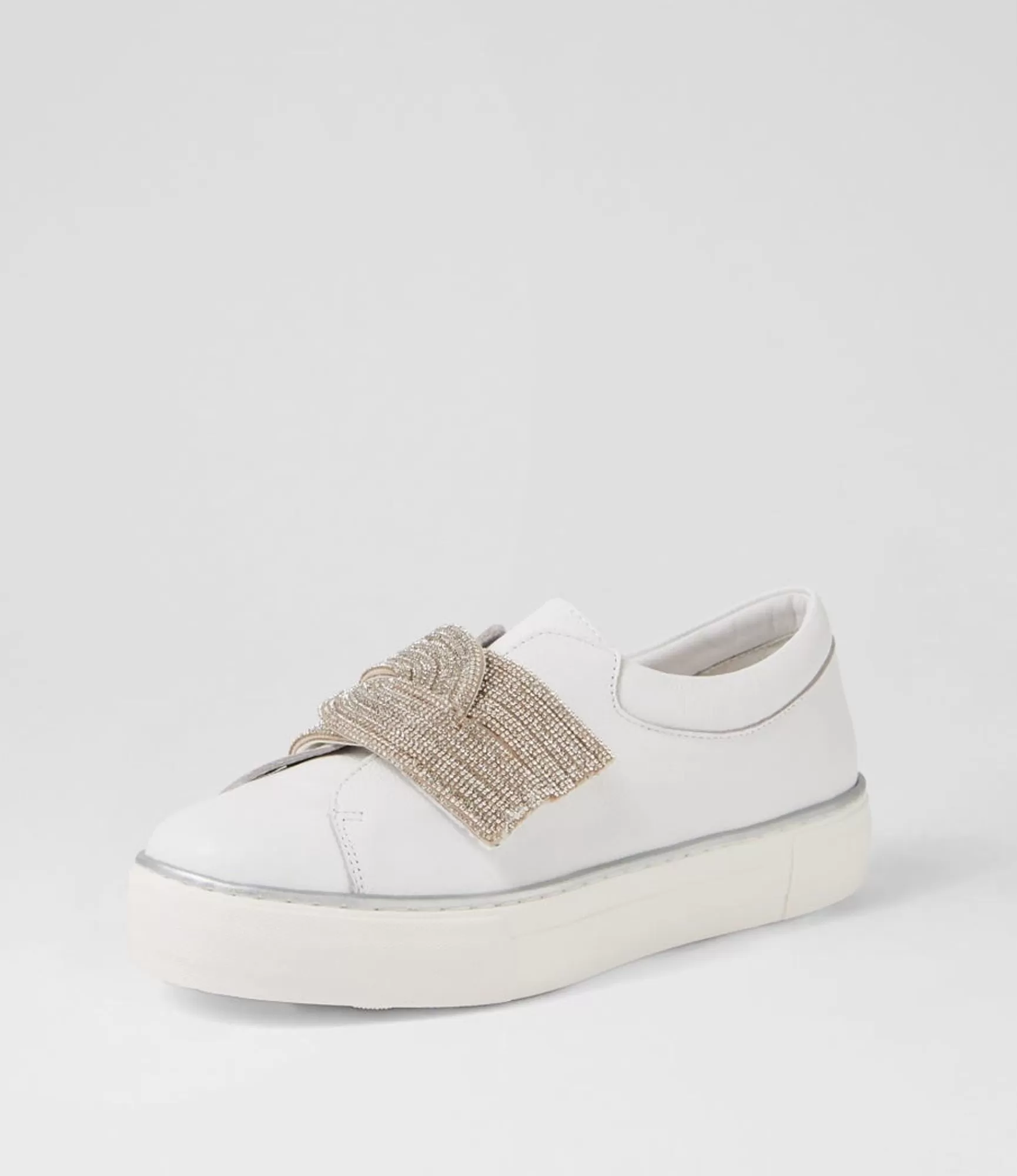 Cheap Midas Shoes Flutters White Silver Leather Jewels Sneakers