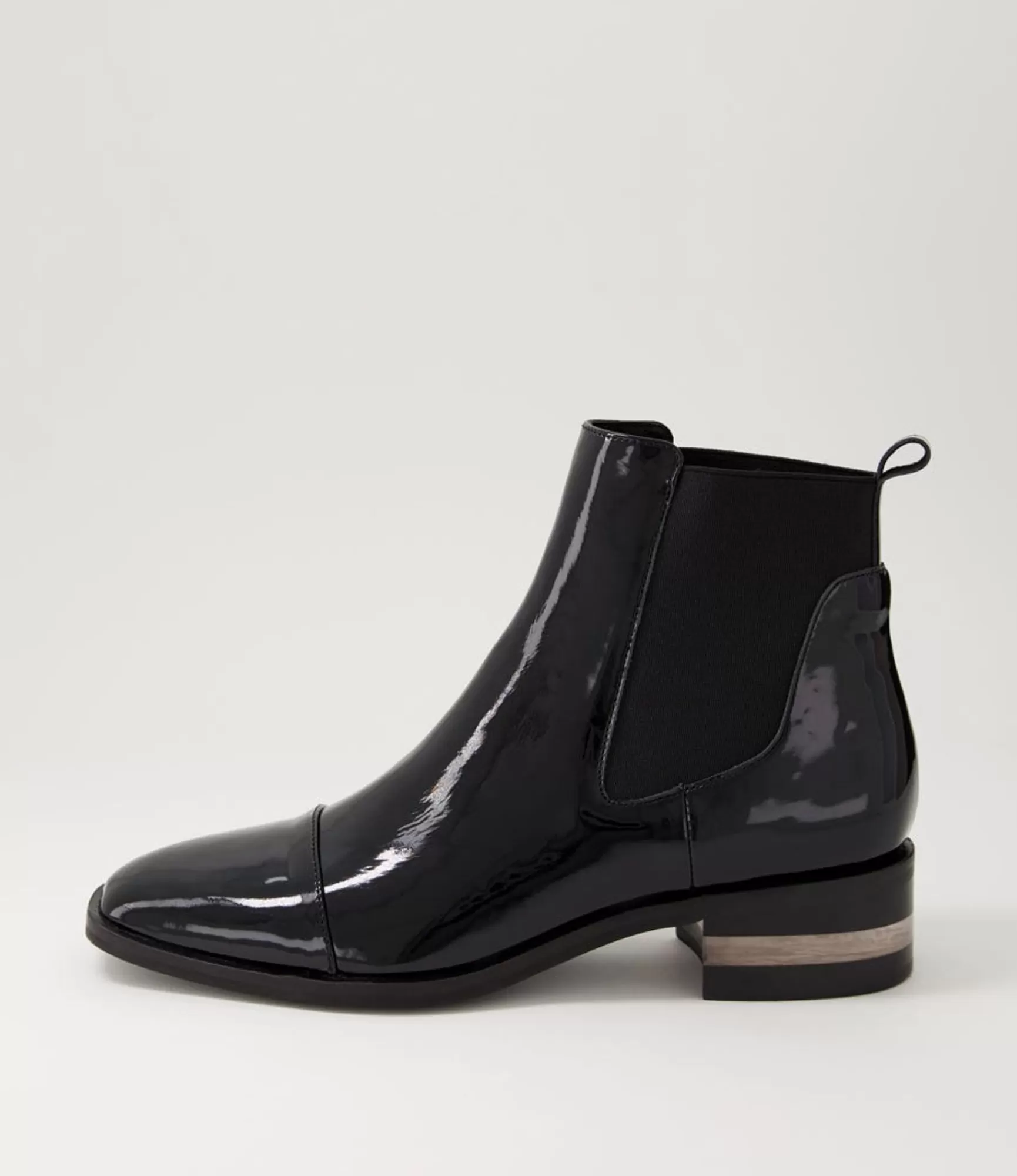 Fashion Midas Shoes Foro Black Heel Patent Leather Ankle Boots