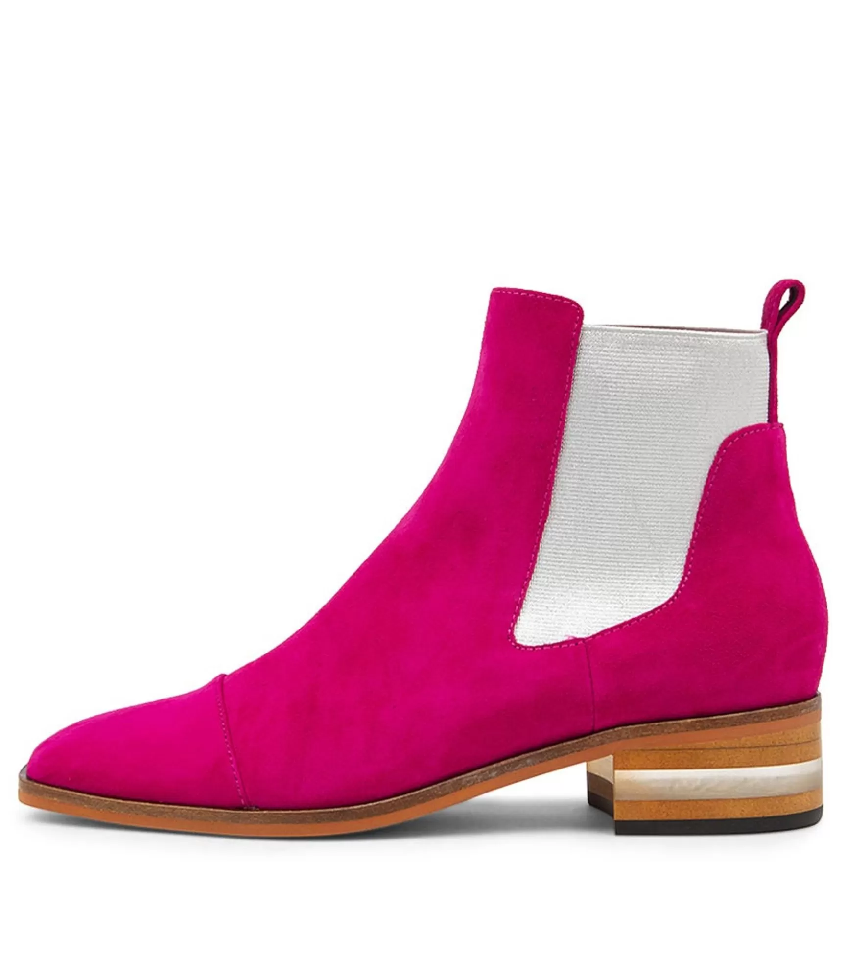 Shop Midas Shoes Foro Dark Fuchsia Silver Suede Ankle Boots