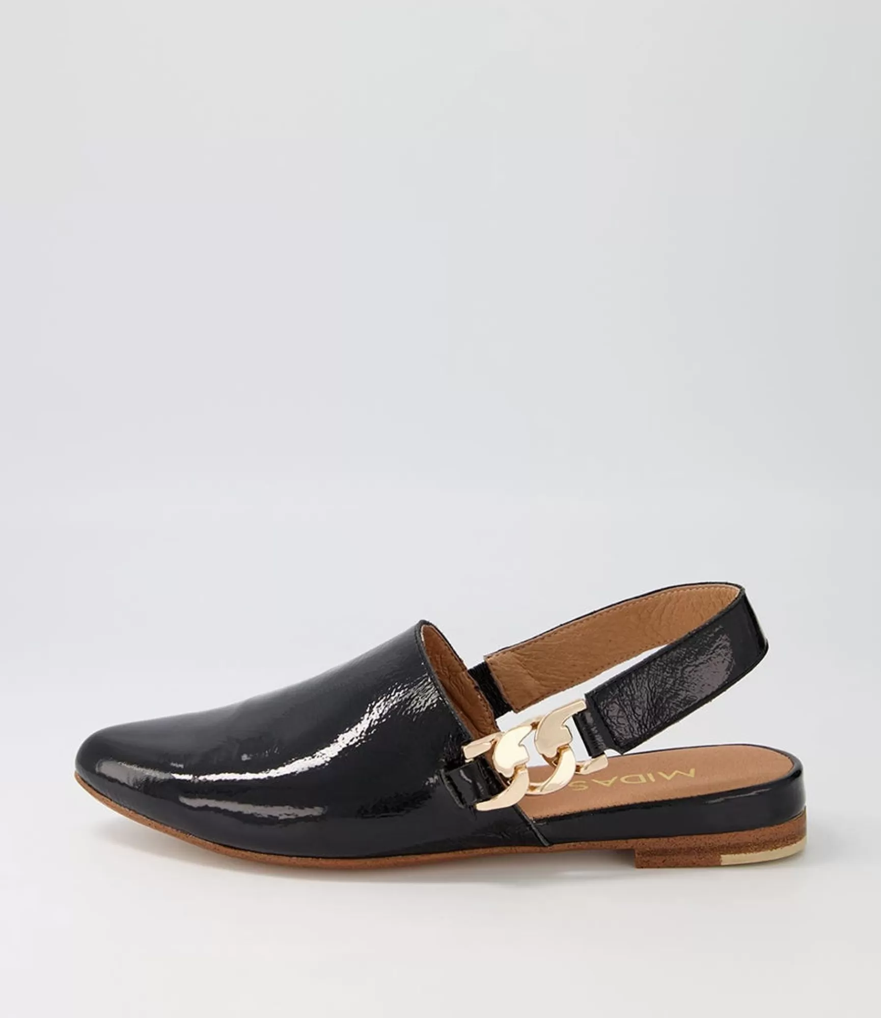 Hot Midas Shoes Fova Black Patent Leather Flat Shoes