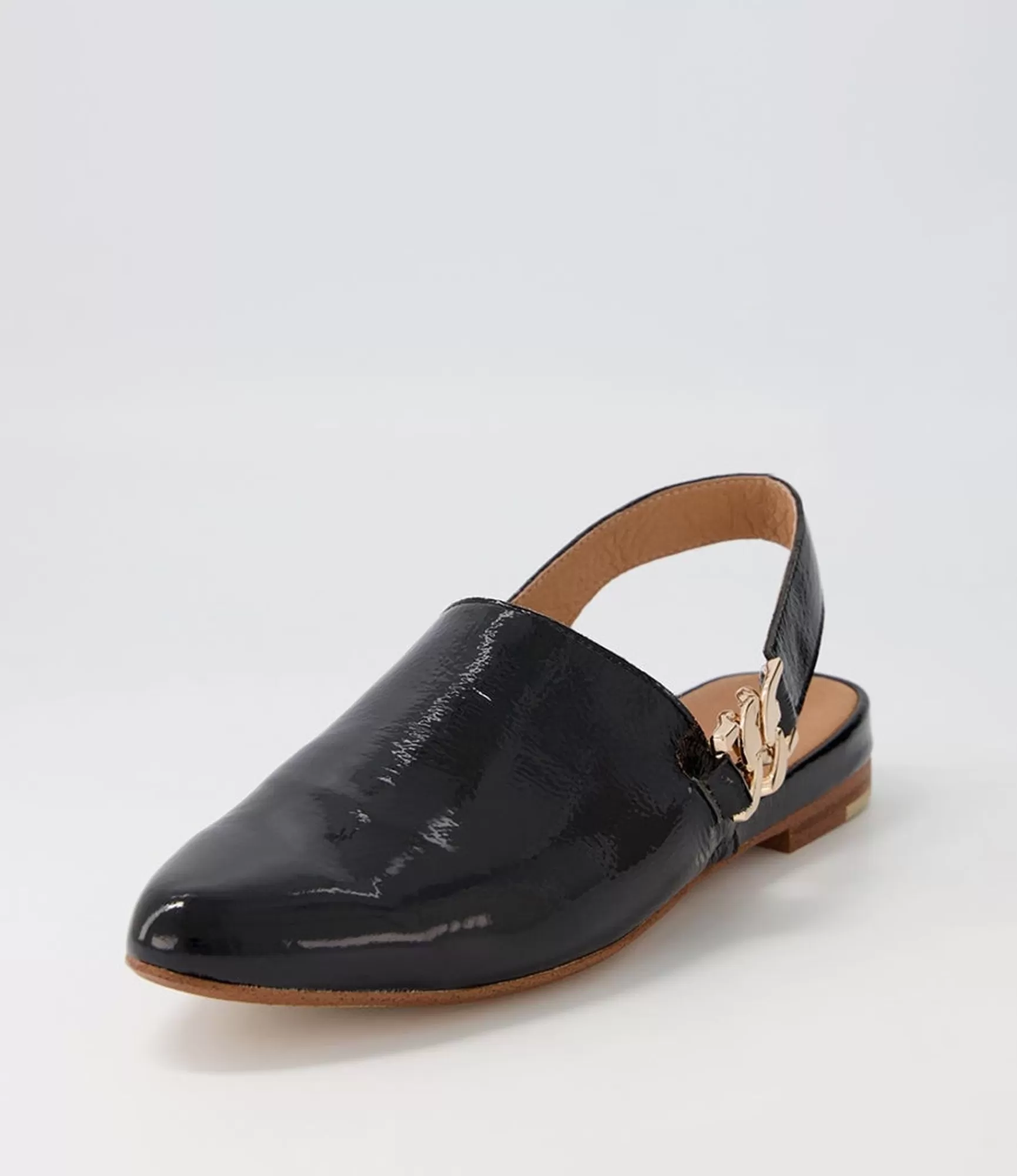 Hot Midas Shoes Fova Black Patent Leather Flat Shoes