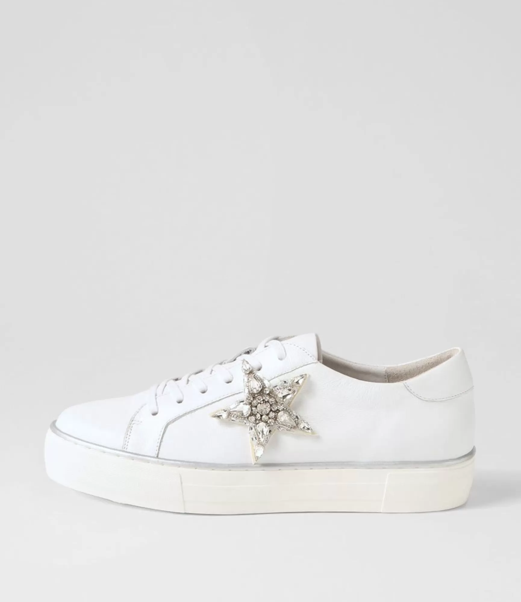 Discount Midas Shoes Foxxa White Silver Jewels Leather Sneakers
