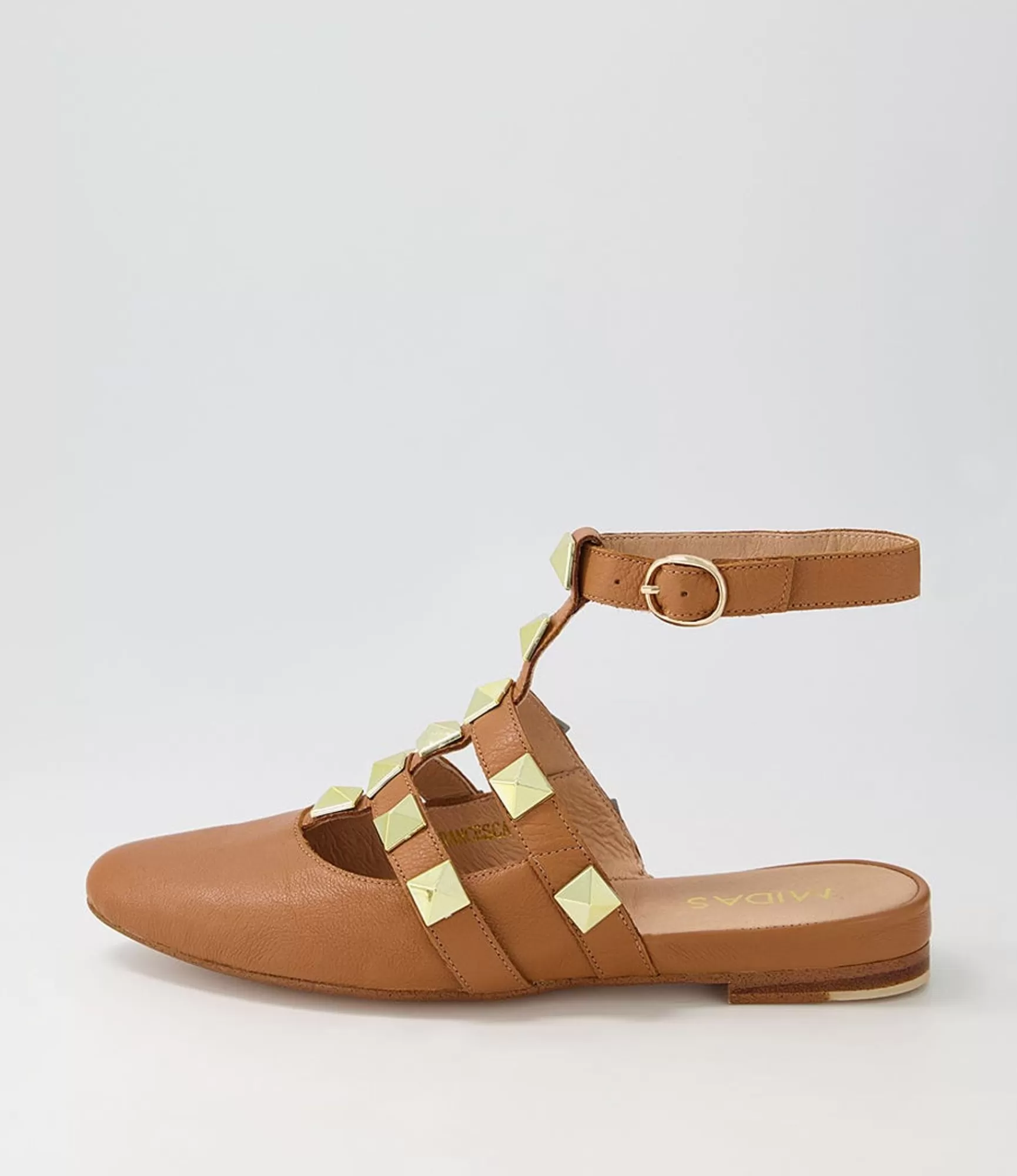 New Midas Shoes Francesca Tan Leather Flat Shoes