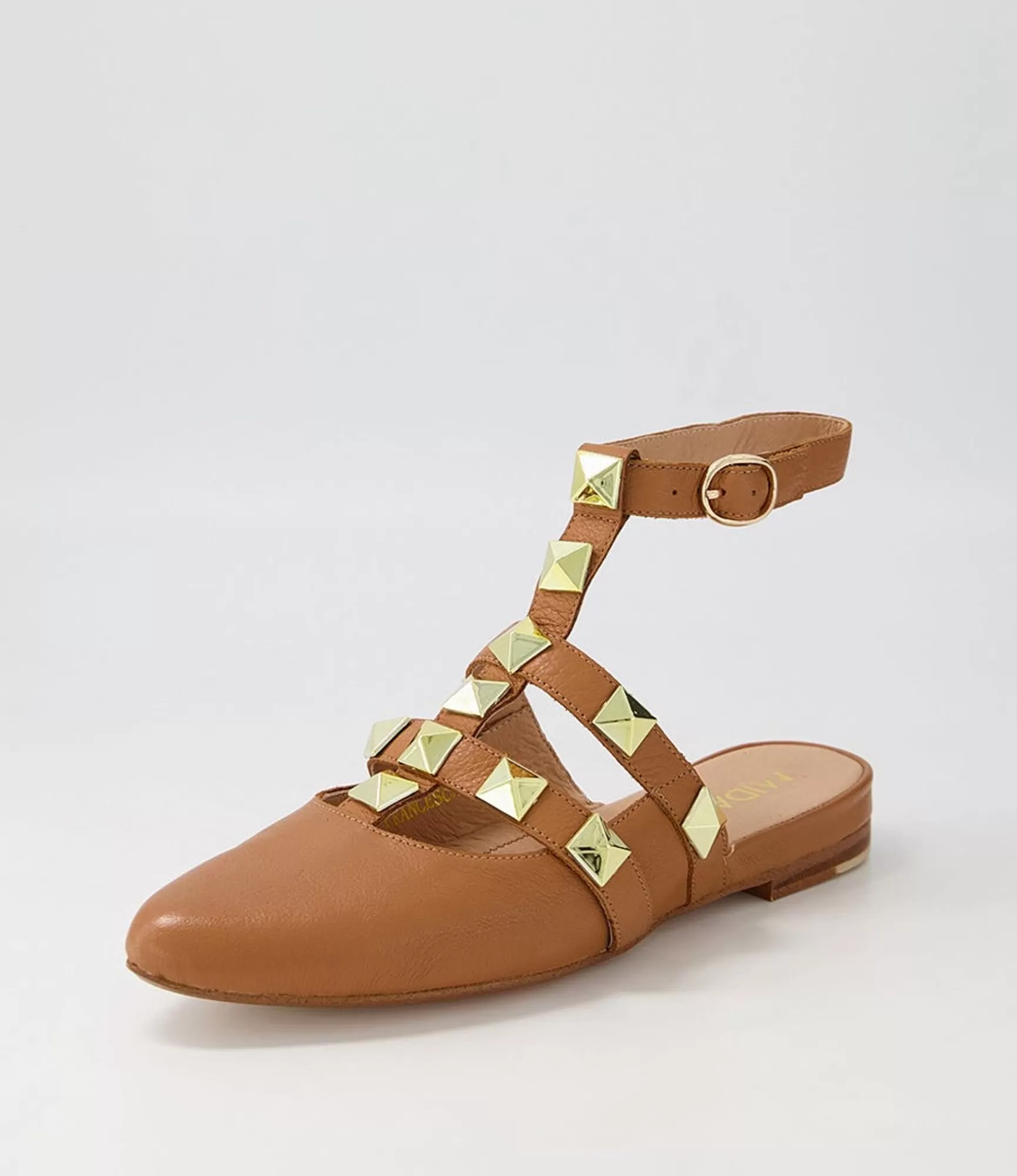 New Midas Shoes Francesca Tan Leather Flat Shoes