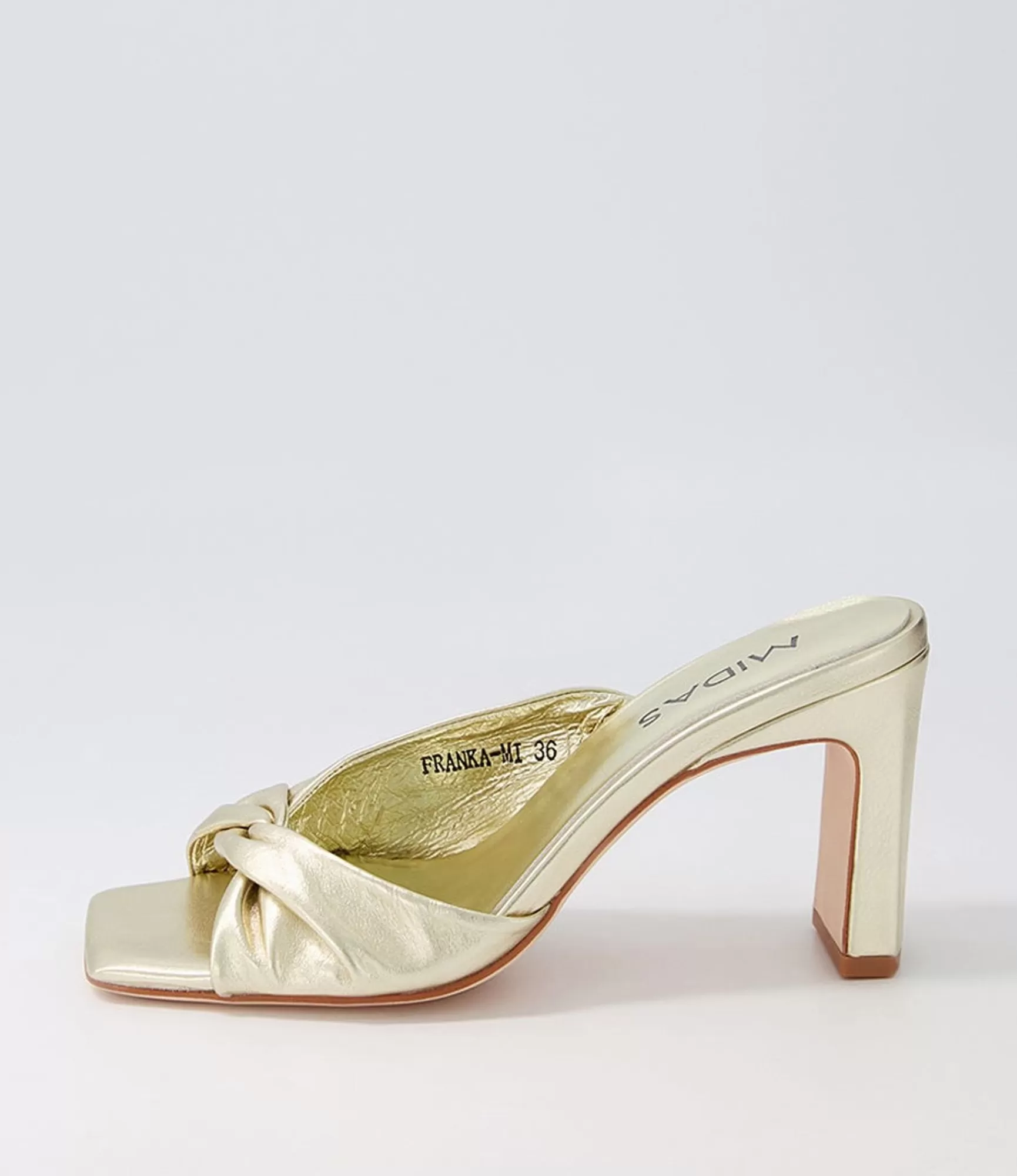 Fashion Midas Shoes Franka Gold Leather Slides