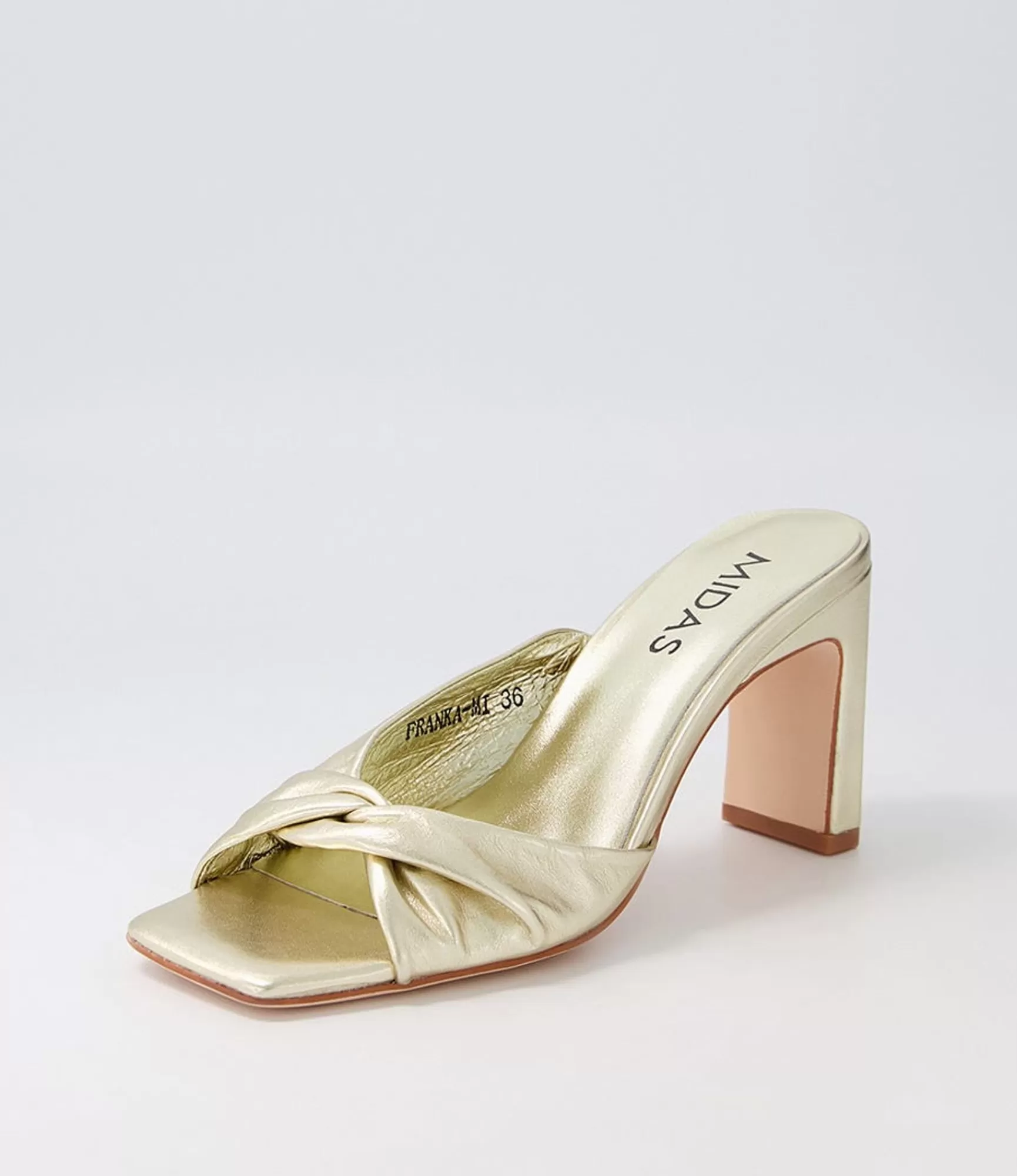 Fashion Midas Shoes Franka Gold Leather Slides
