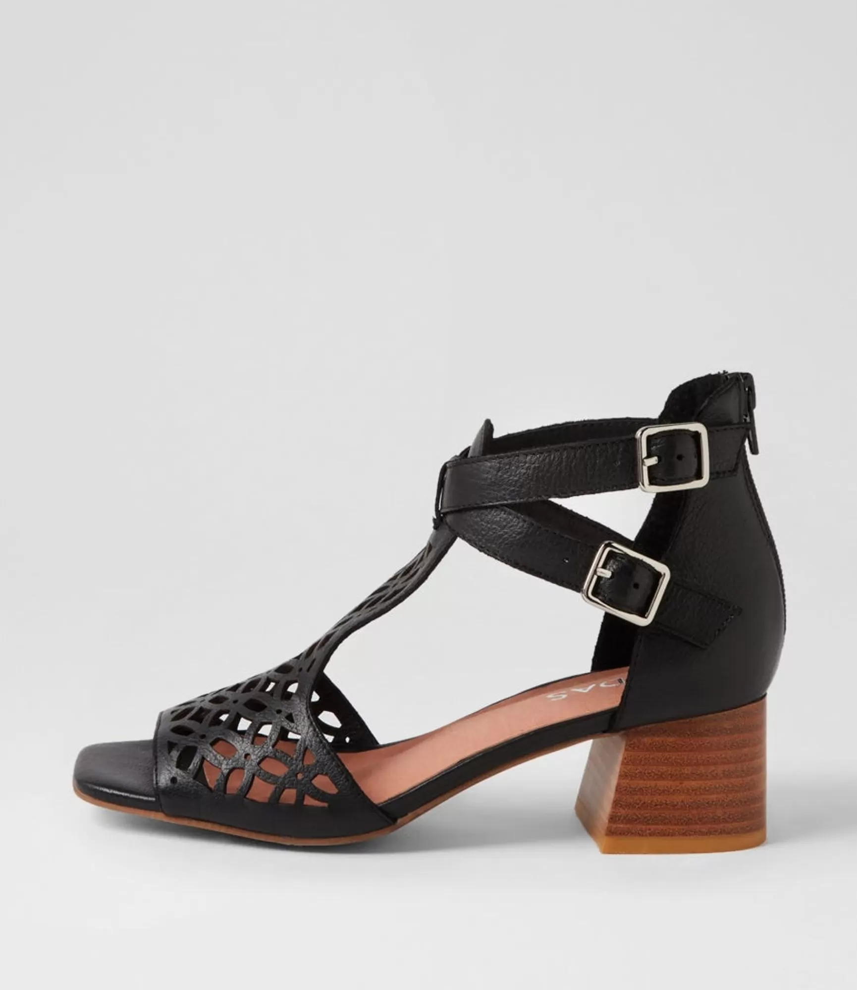 Best Midas Shoes Fyllis Black Natural Heel Leather Sandals