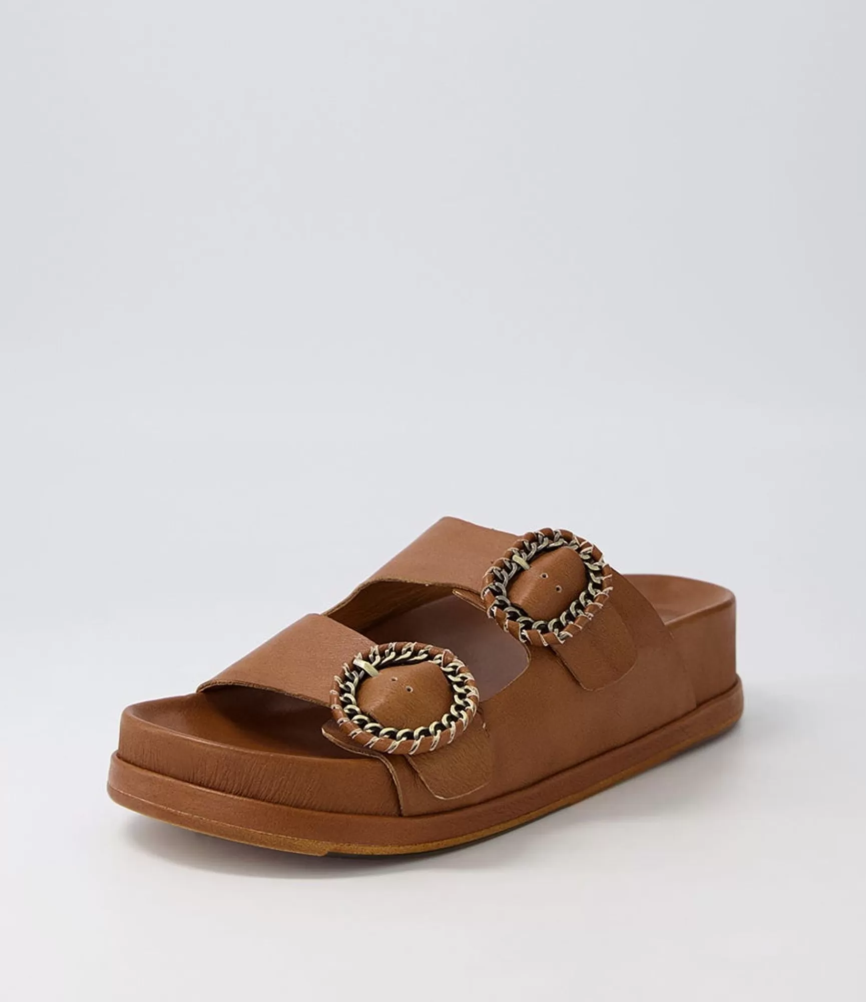 Shop Midas Shoes Gallie Toffee Leather Slides