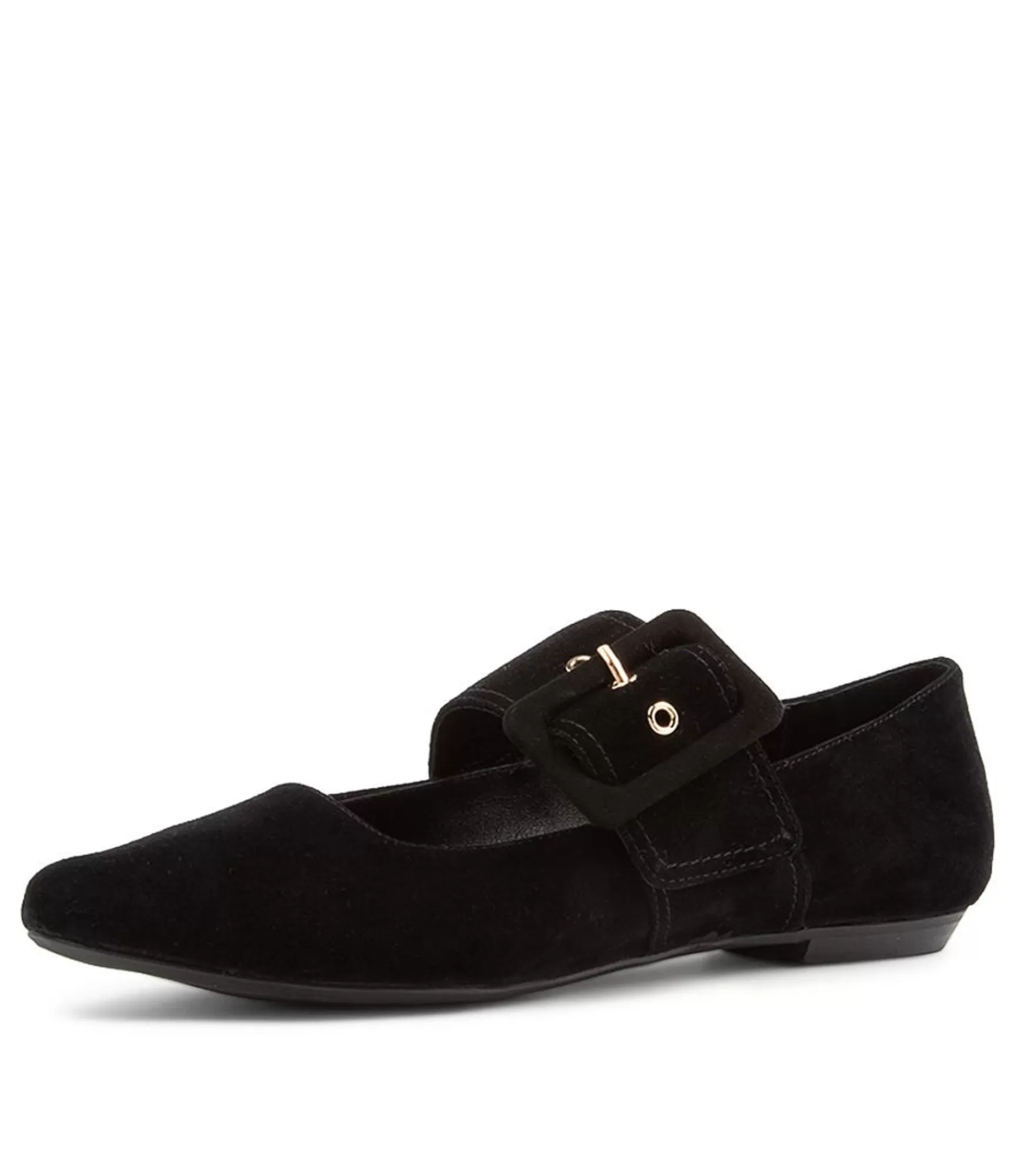 Outlet Midas Shoes Georgine Black Suede Flat Shoes